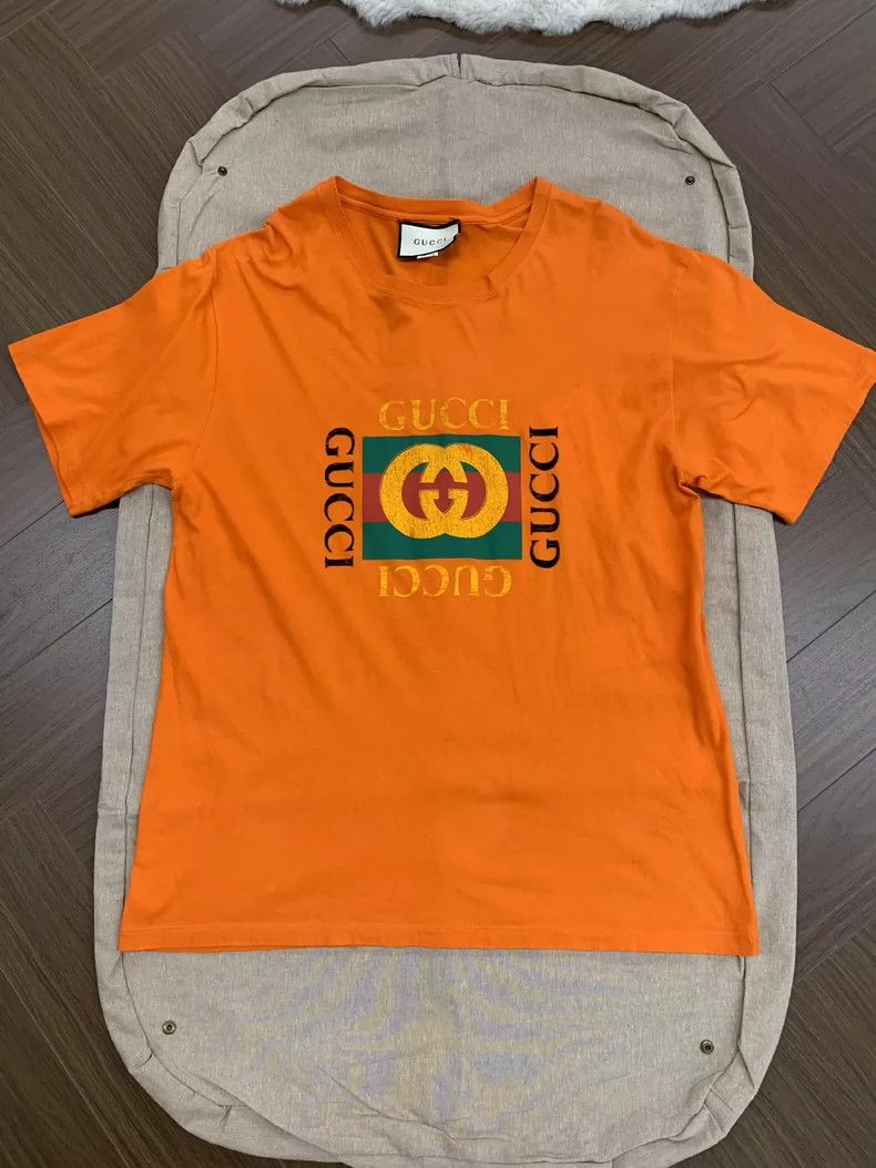 Gucci Gucci Logo letter print round neck orange short sleeves 250 Size US XL / EU 56 / 4 - 1 Thumbnail