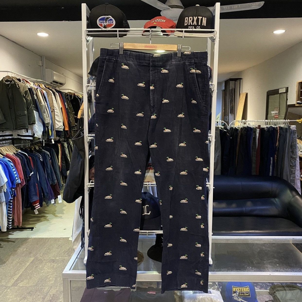 Other Asher Embroidered Corduroy Pants – Navy Duck Pattern Size US 38 / EU 54 - 1 Thumbnail