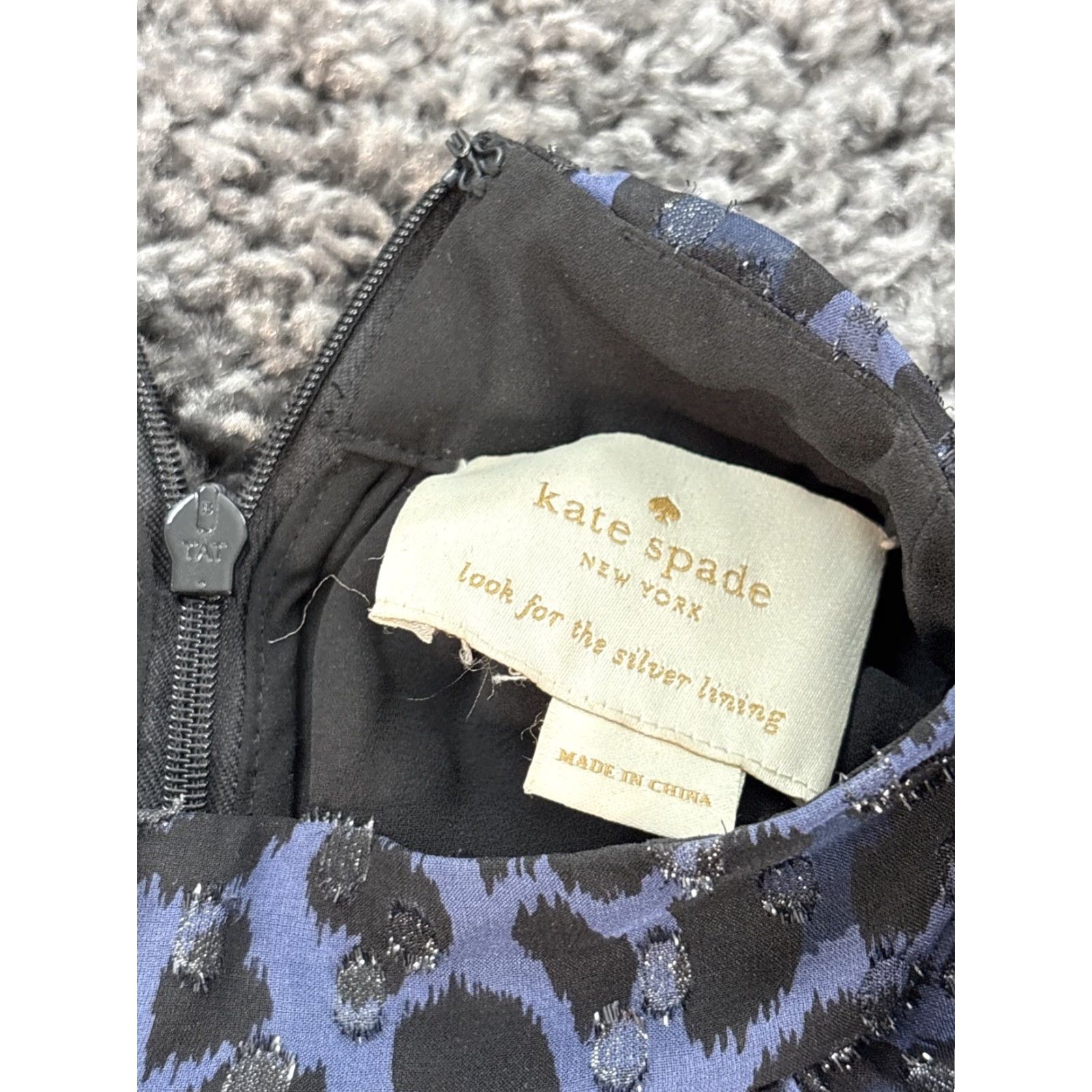 Vintage kate spade new york Dress Mini Leopard Long Sleeve Zip Silk Blue L Women Party Cocktail ShortVintage: No Size L / US 10 / IT 46 - 4 Thumbnail