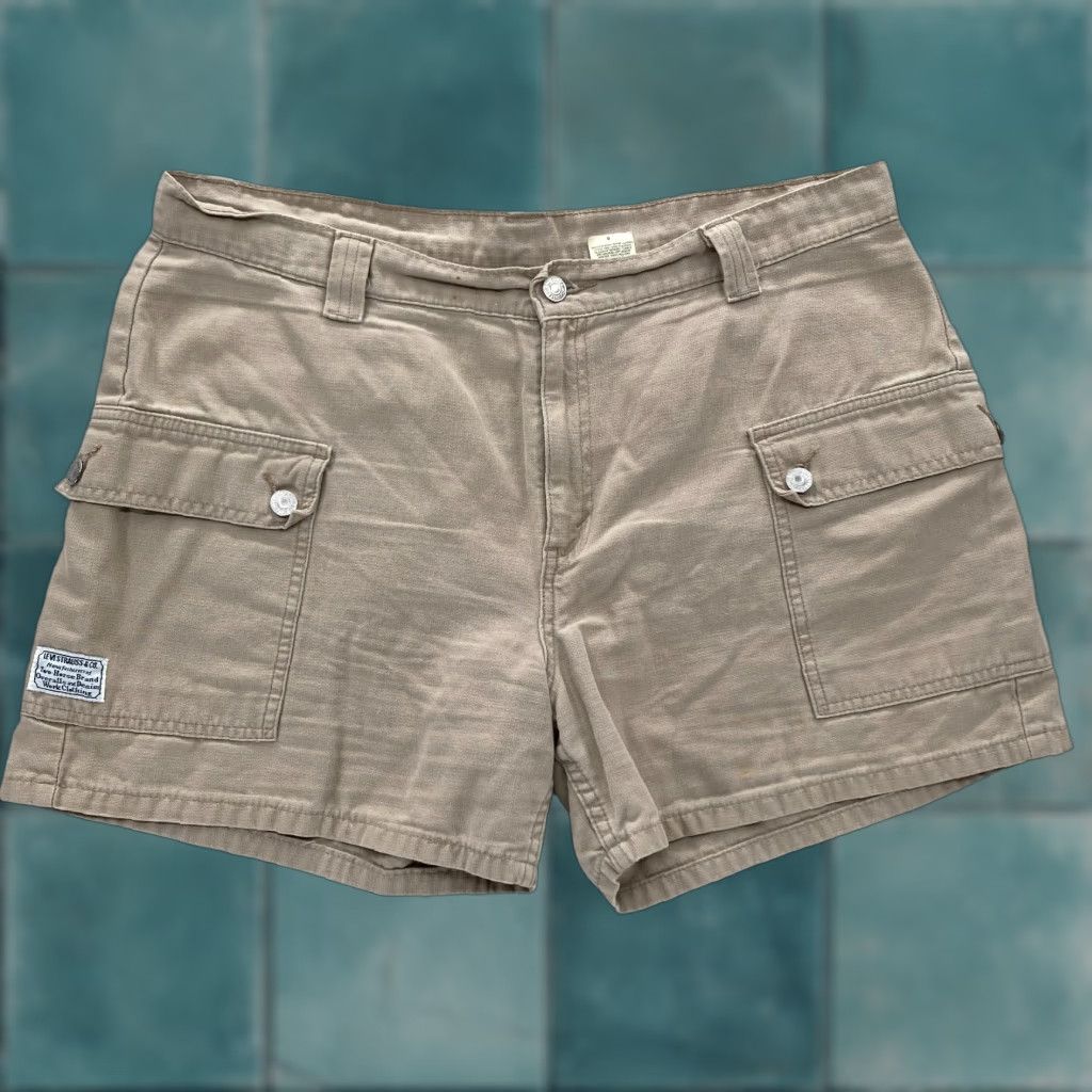 Levi's VINTAGE Levi's Cargo Shorts Women's 16 Khaki Canvas High Rise Workwear Size 38" / US 16 / IT 52 - 1 Thumbnail