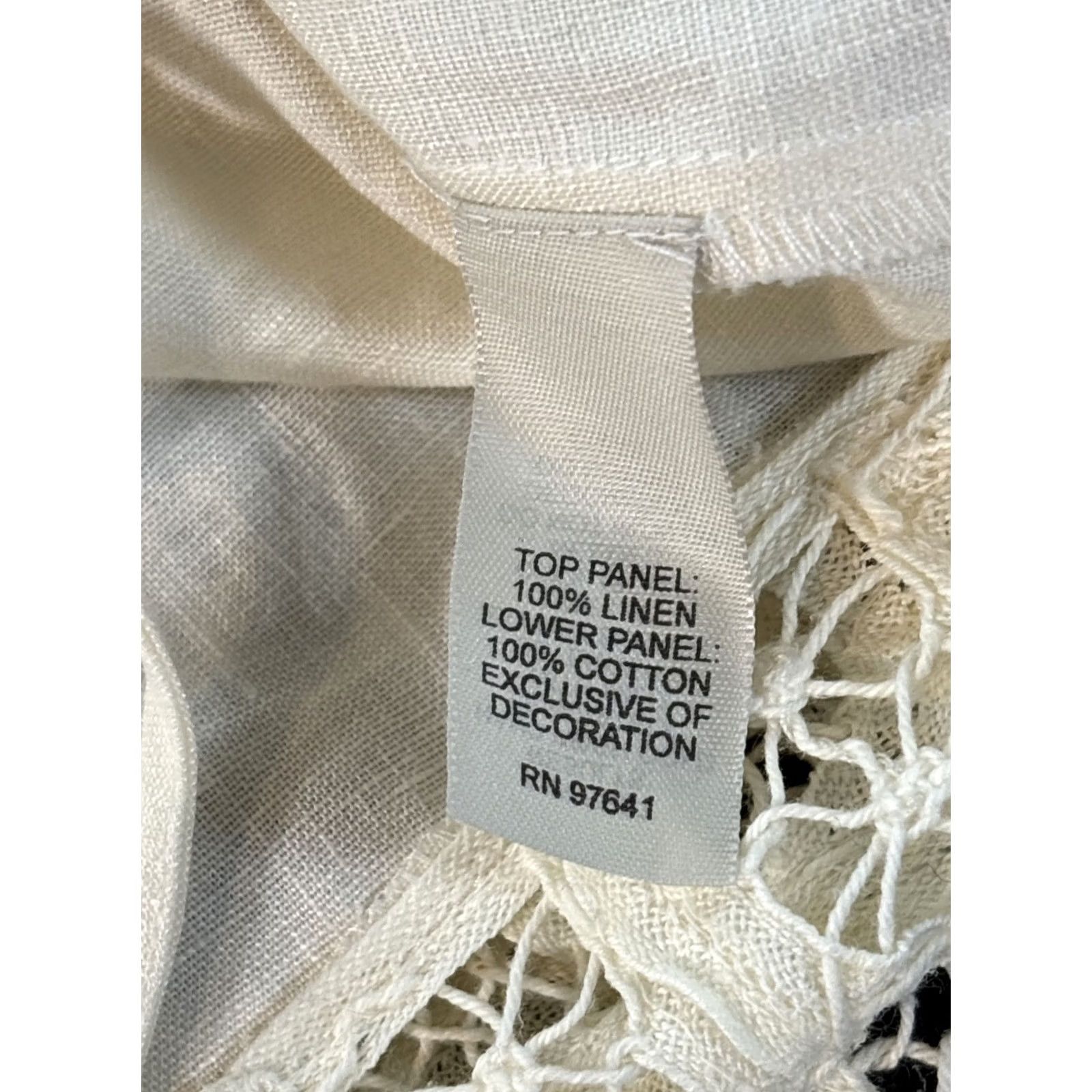 J. Jill J Jill Top Womens S Linen Floral Open Knit Tunic V-Neck White Long Sleeve Casual Sleeve Regular Size Type Blouse Size S / US 4 / IT 40 - 5 Thumbnail