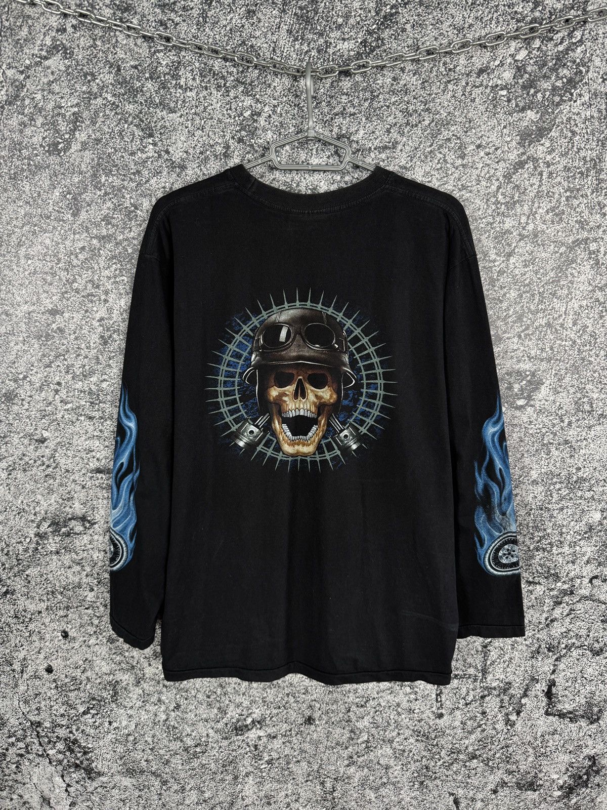 Vintage Rock Eagle Long Sleeve Tee Vintage Skeleton Motorcycle XL Size US XL / EU 56 / 4 - 8 Thumbnail