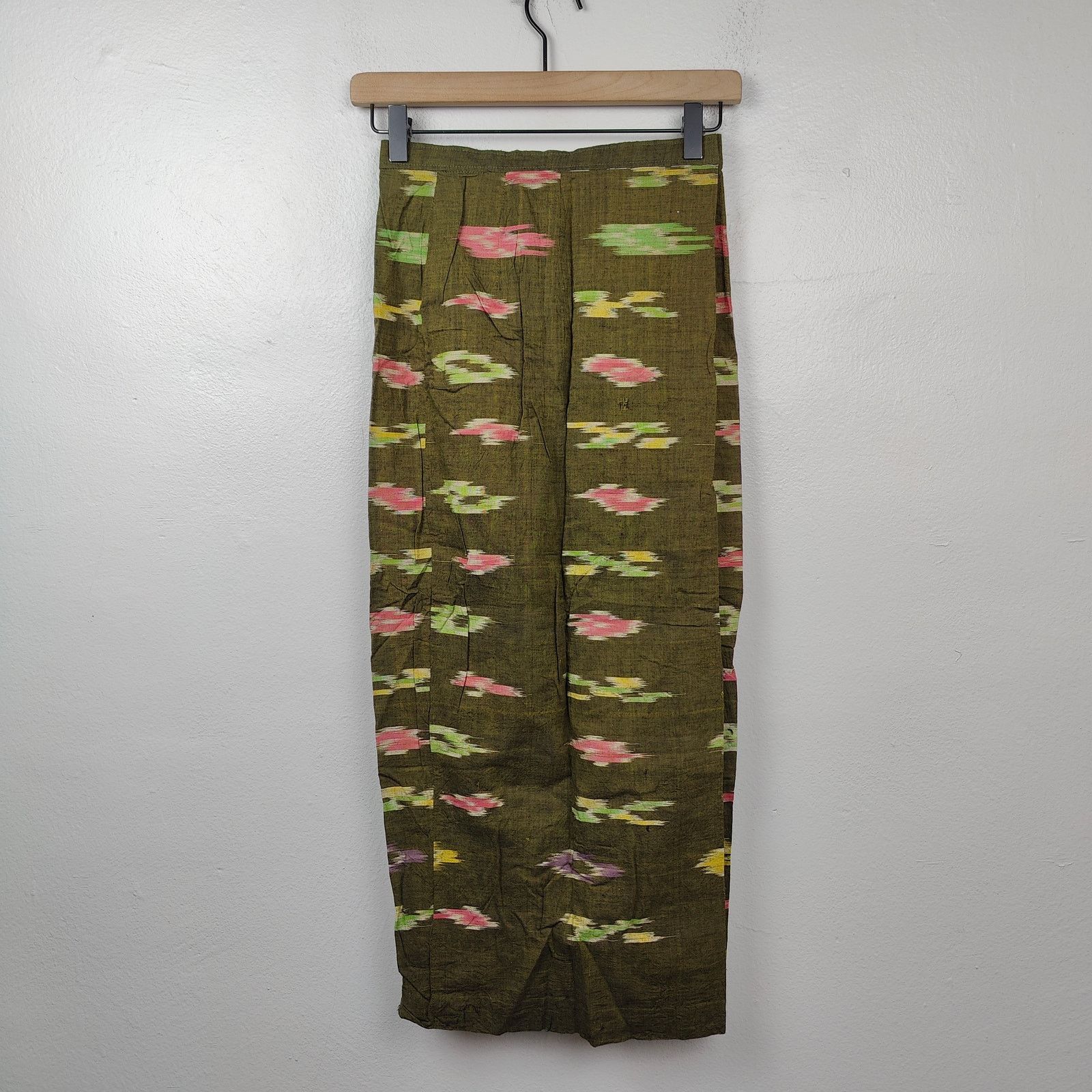 Other Vintage Unbranded Skirt Size XS Olive Green Tribal Geometric Size 26" / US 2 / IT 38 - 1 Thumbnail