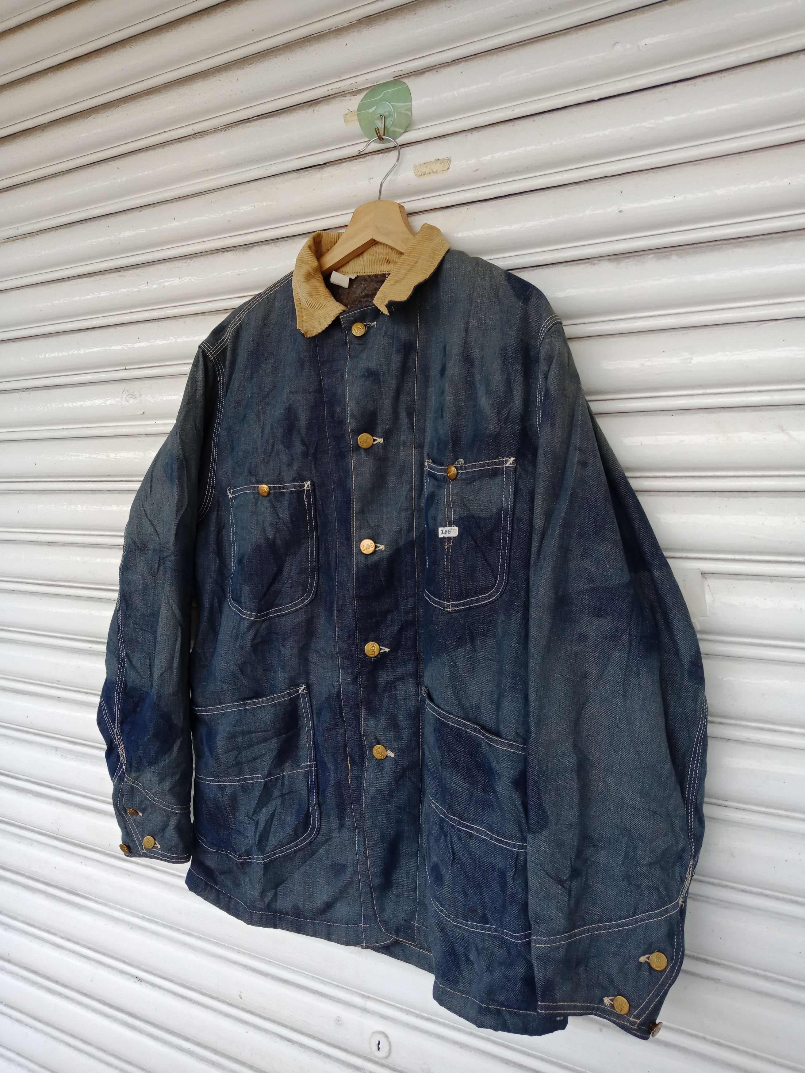 Lee 70s Lee Blanket Washed Blue Faded Chore Denim Jacket Size US L / EU 52-54 / 3 - 5 Thumbnail