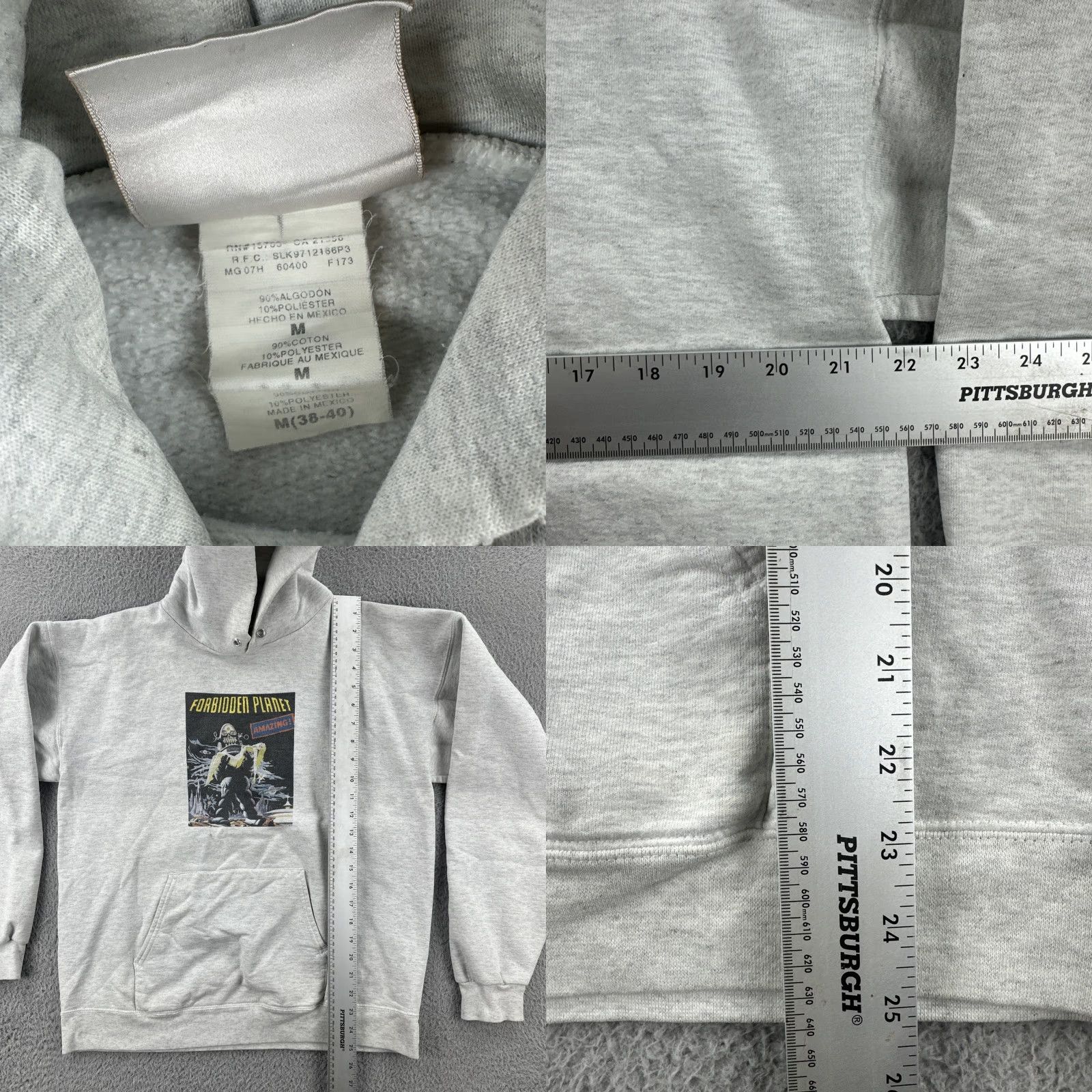 Hanes VINTAGE Hanes Ultimata Cotton Hoodie Gray M Men Graphic Print Forbidden Planet Movie Pullover Heavyweight Long Sleeve Drawstring Adult Medium Size US M / EU 48-50 / 2 - 8 Thumbnail