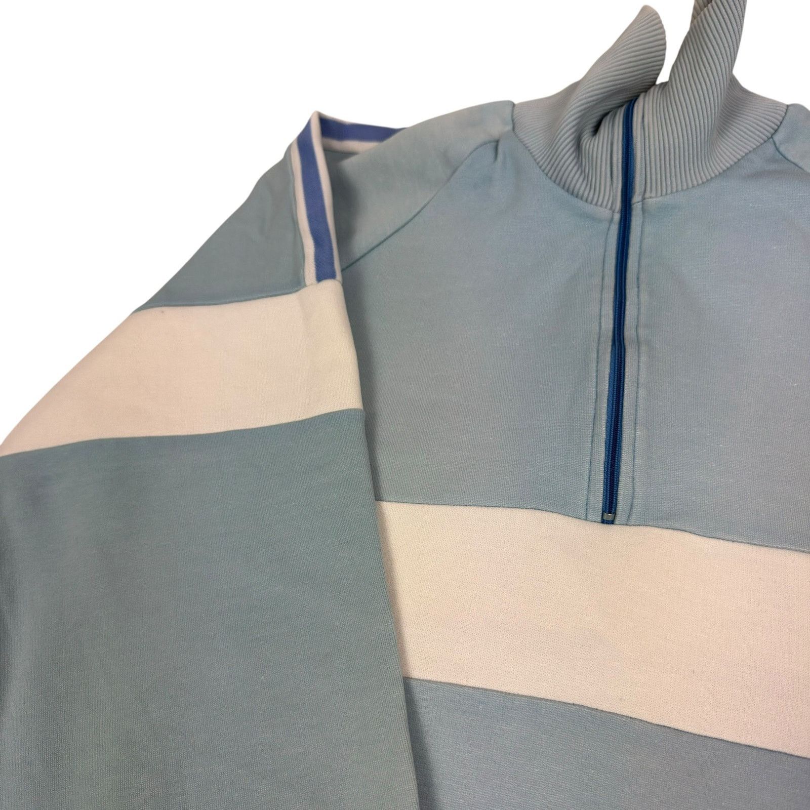 Adidas Adidas Men's Blue White 3 Stripes Long Sleeve 1/4 Zip Jacket Size US M / EU 48-50 / 2 - 3 Thumbnail