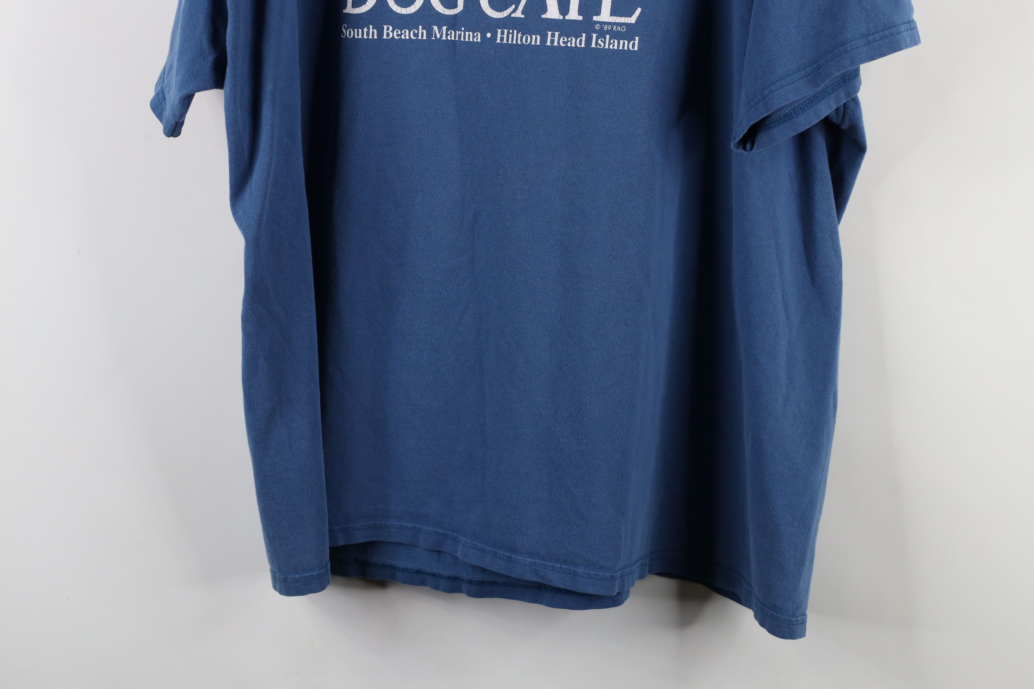 Vintage Vintage 90s Spell Out The Salty Dog Cafe T-Shirt Blue Cotton Size US XXL / EU 58 / 5 - 13 Thumbnail