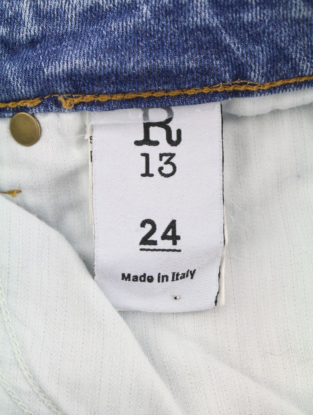 R13 ALISON CROP 24 Light Destroyed Faded Patches Distress 86487 Size 24" / US 00 / IT 34 - 7 Thumbnail