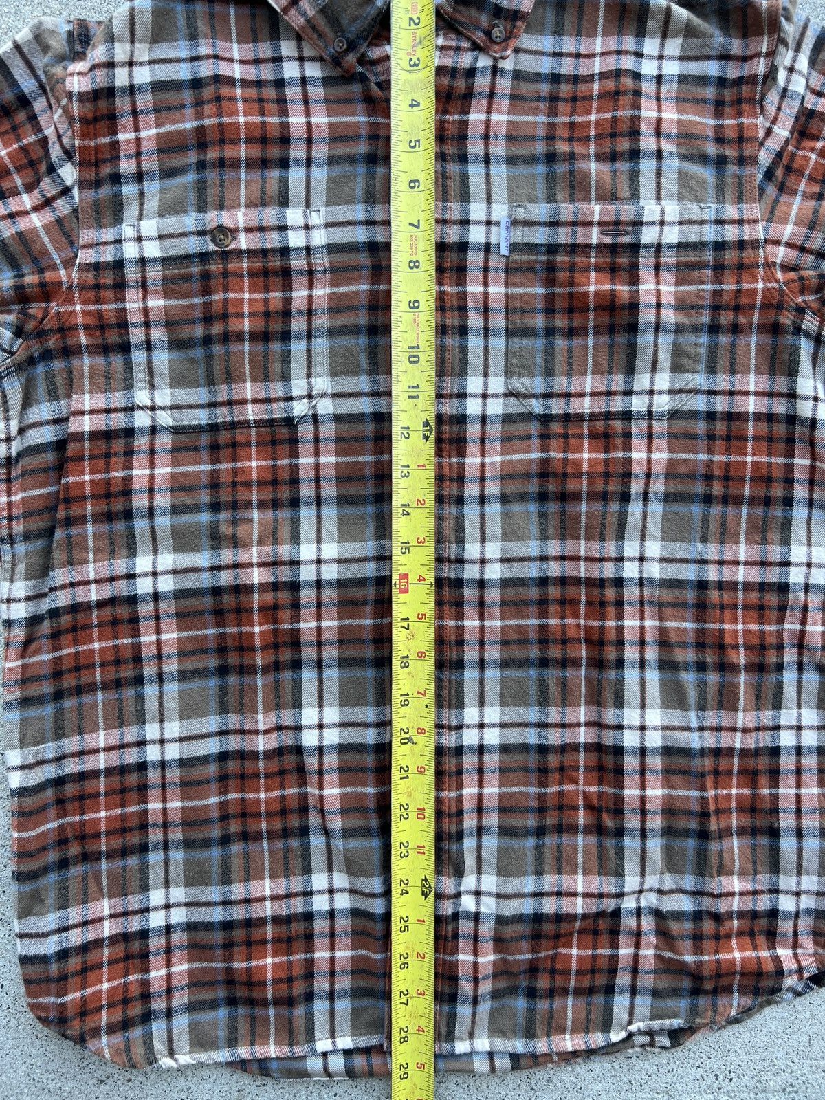 Carhartt Late 2000s Carhartt Relaxed Fit Orange/Brown Plaid Flannel Size US L / EU 52-54 / 3 - 6 Thumbnail