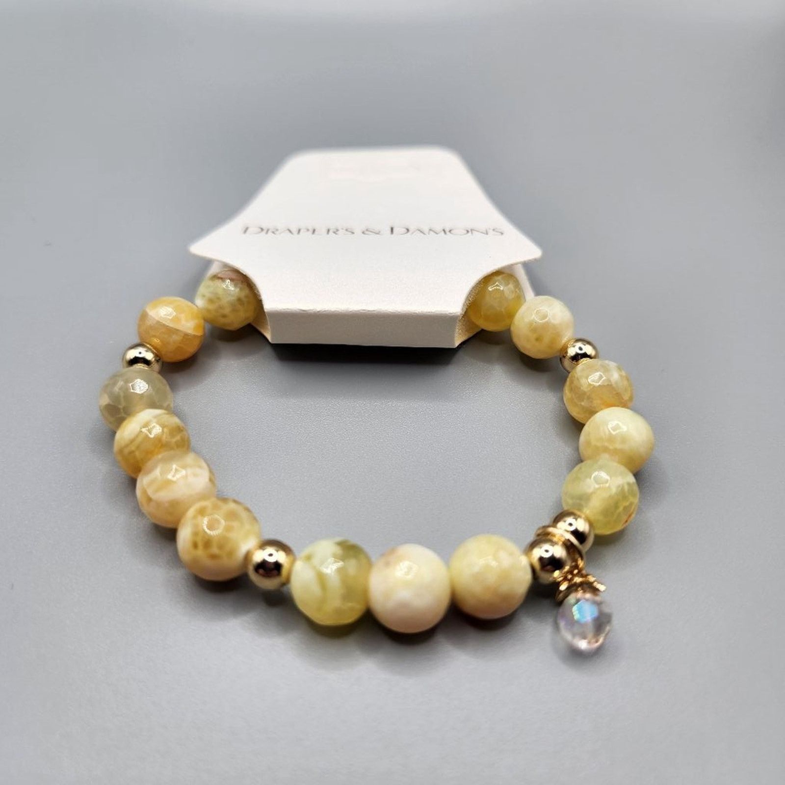 Other Drapers & Damon Yellow Marbled Beaded Stretch Bracelet Size ONE SIZE - 4 Thumbnail