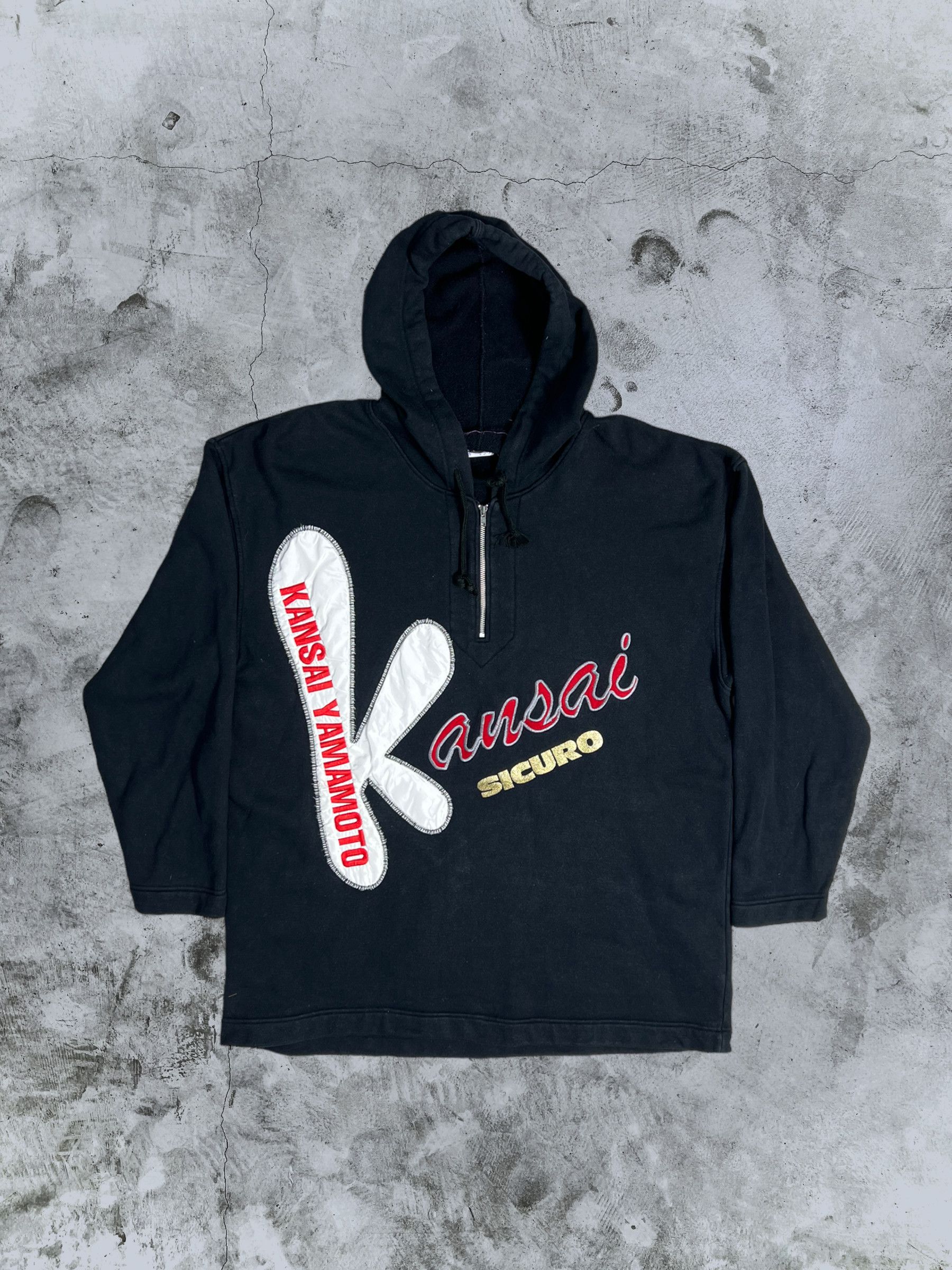 Japanese Brand Vintage Kansai Yamamoto Sicuro Half Zip Hoodie (XL) GTMD628 Size US XL / EU 56 / 4 - 1 Thumbnail