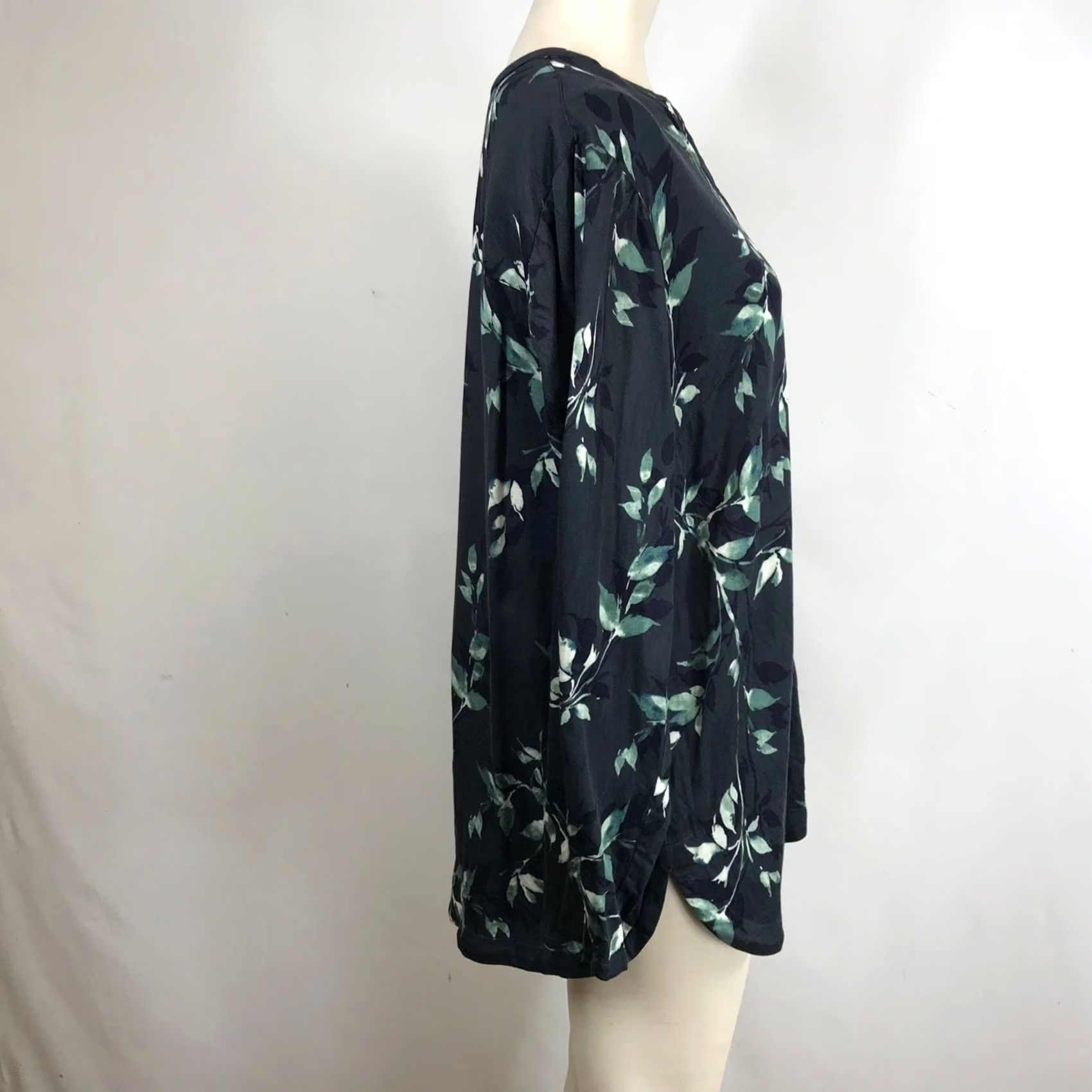 Vintage Pure Jill Blouse Womens Button Front Long Sleeve Leaf Print Dark Gray M Size M / US 6-8 / IT 42-44 - 4 Thumbnail