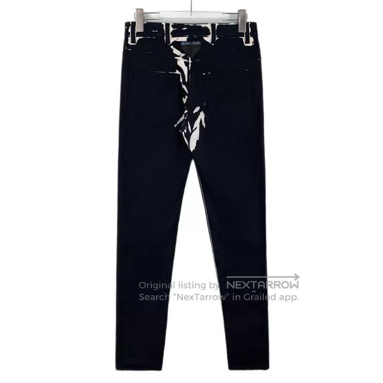 Prada Prada Black graffiti printed cotton casual denim trousers Size 24" / US 00 / IT 34 - 2 Thumbnail