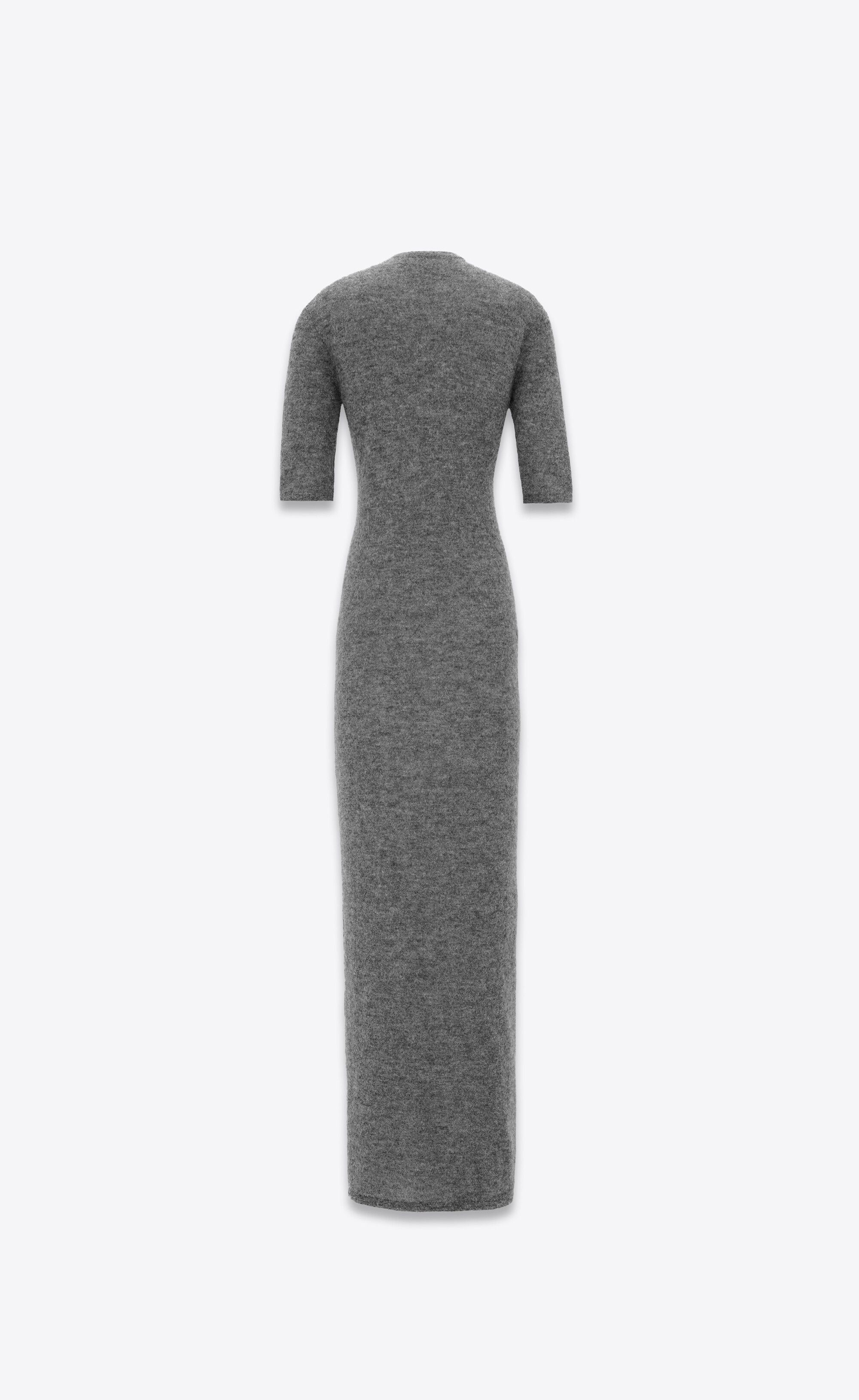 Saint Laurent Paris o1s1wg110125 766515 Long Dress in Alpaca in Grey Size XL / US 12-14 / IT 48-50 - 2 Thumbnail