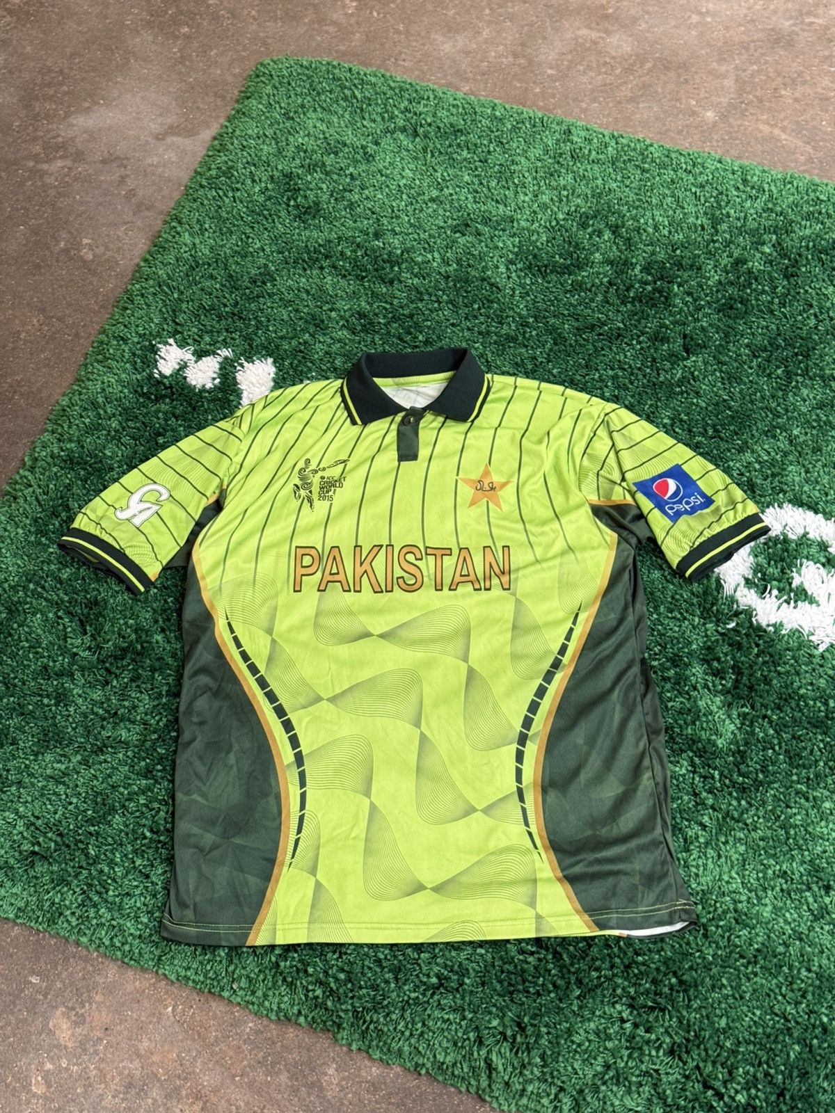 PAKISTAN Green Collar Jersey Shirt