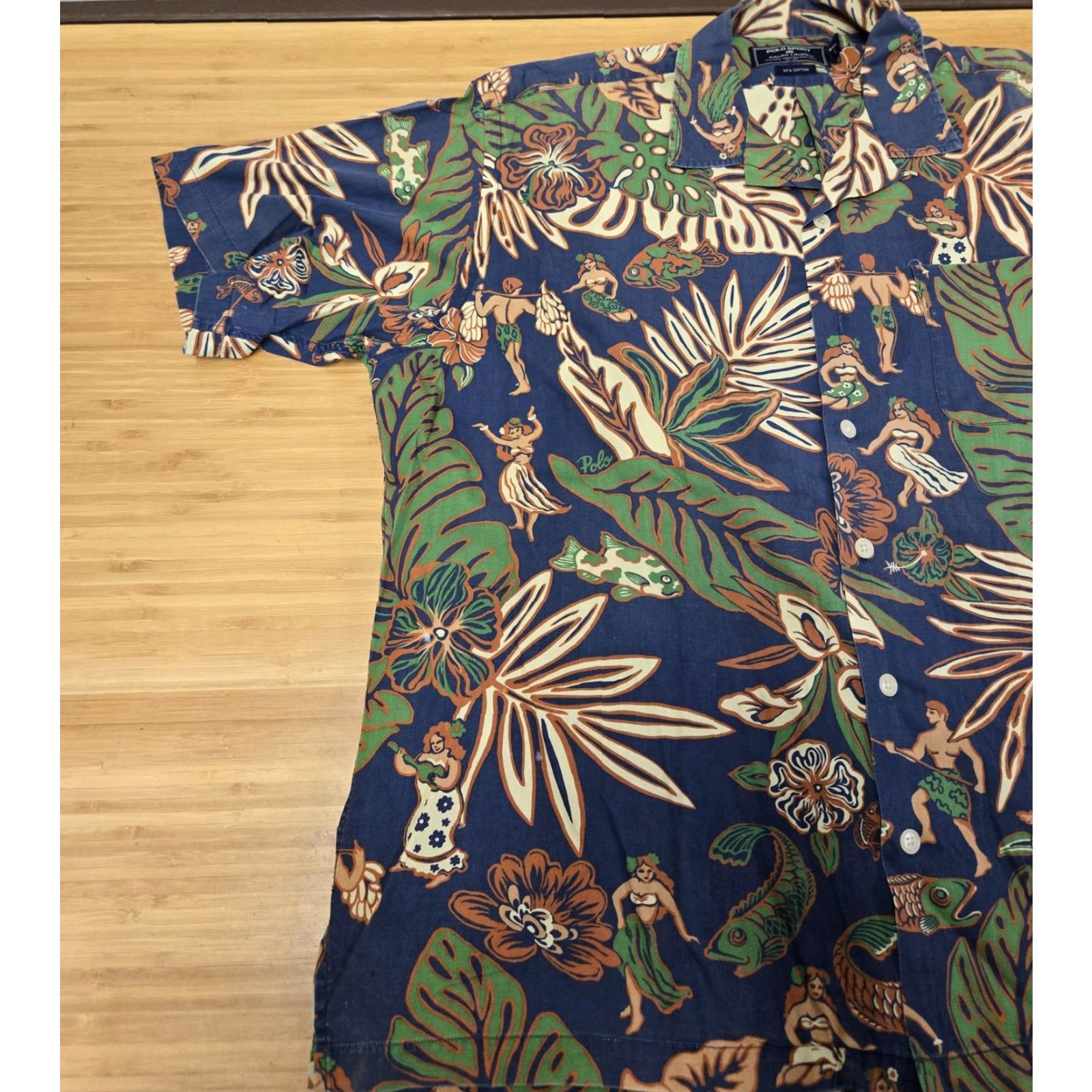 Polo Ralph Lauren Polo Ralph Lauren Shirt Mens XL Hawaiian Tropical Short Sleeve Button-Up Casual Beach Aloha Floral Blue Size US XL / EU 56 / 4 - 4 Thumbnail