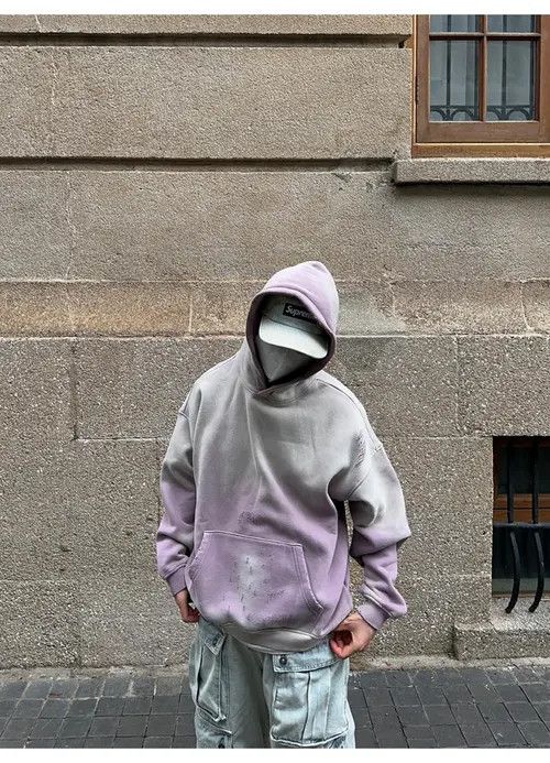 Other Trendy Purple Ombre Gradient Vibe Distressed Hoodie Size US L / EU 52-54 / 3 - 3 Thumbnail