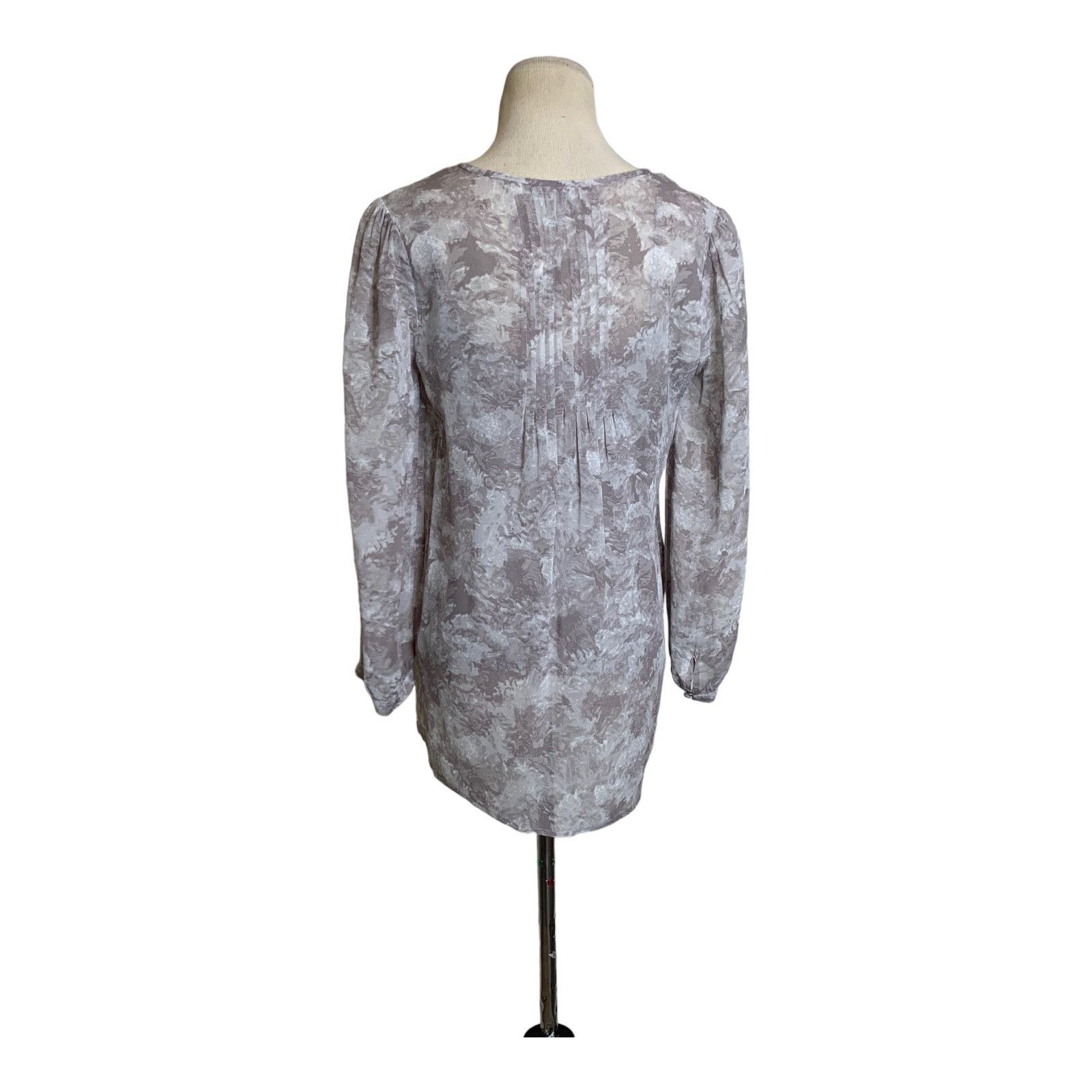 Joie Joie Gray Print Silk Chiffon Semi Sheer Tunic Blouse XS Size XS / US 0-2 / IT 36-38 - 13 Thumbnail