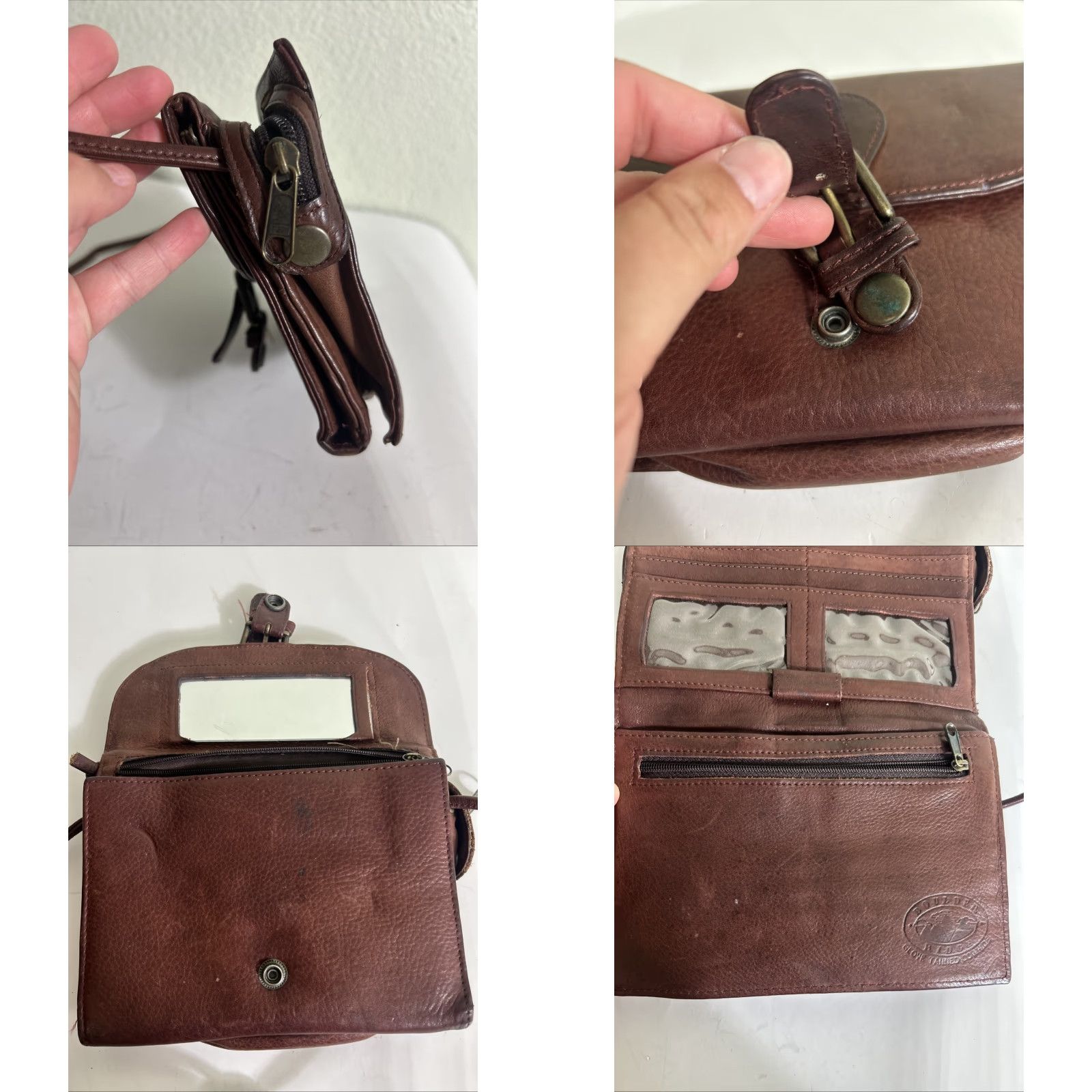 Vintage VINTAGE Boulder Ridge Glove Tanned cowhide Small Purse Shoulder Bag Brown Women Small Leather Shoulder Bag 7x6x1 Size ONE SIZE - 9 Thumbnail
