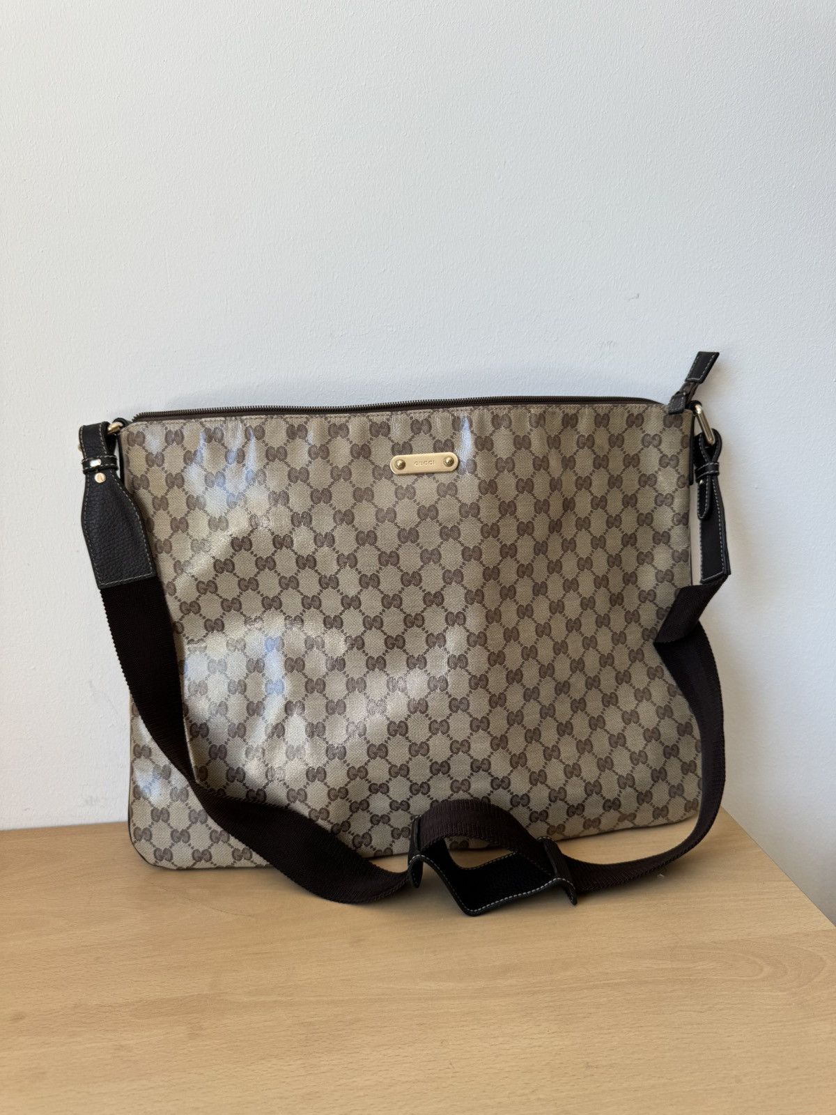 Gucci Messenger Bag GG Canvas Beige Brown, Men's