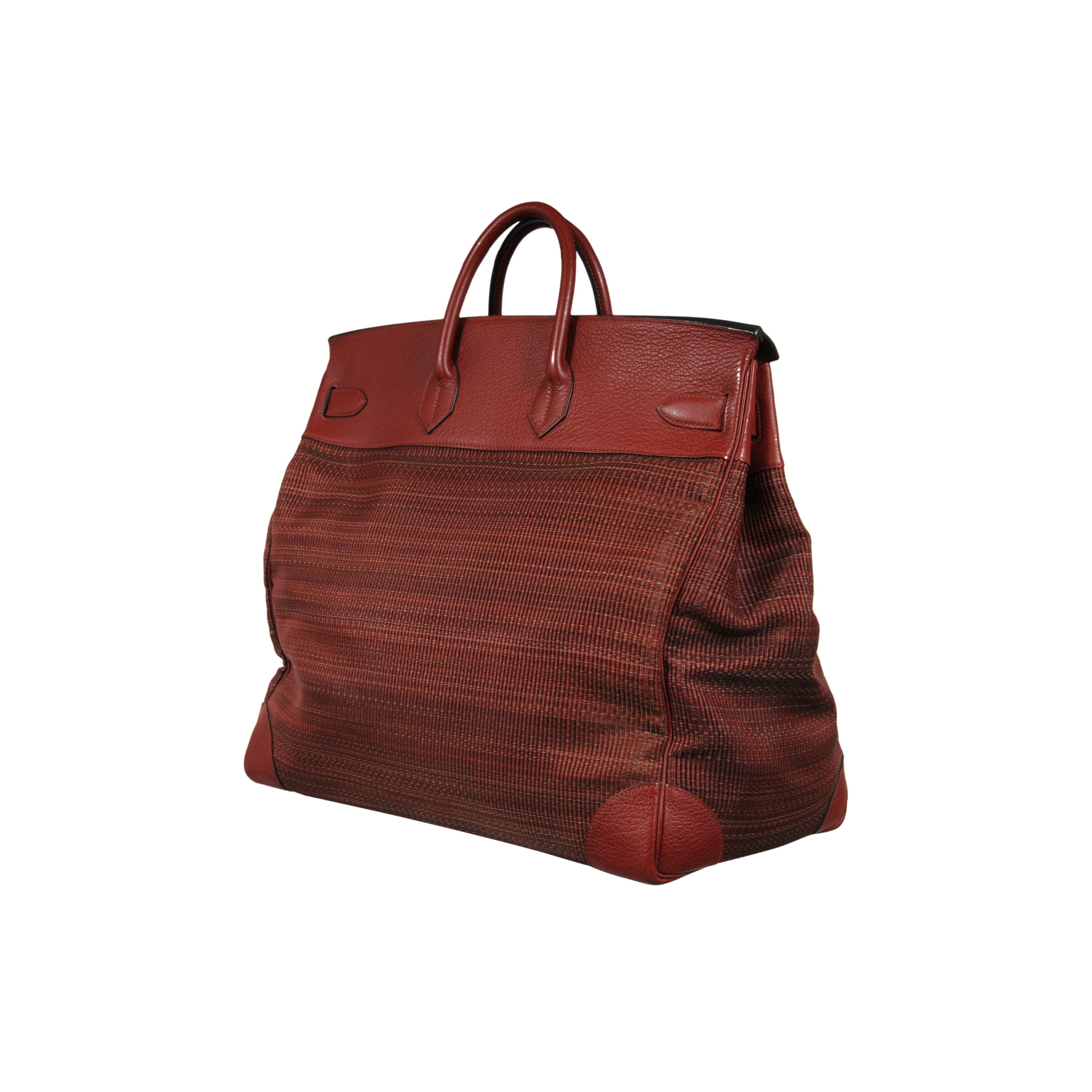 Hermes Haute A Courroies Hac 50 Red Rogue H Crinoline Buffalo Gold Size ONE SIZE - 6 Thumbnail