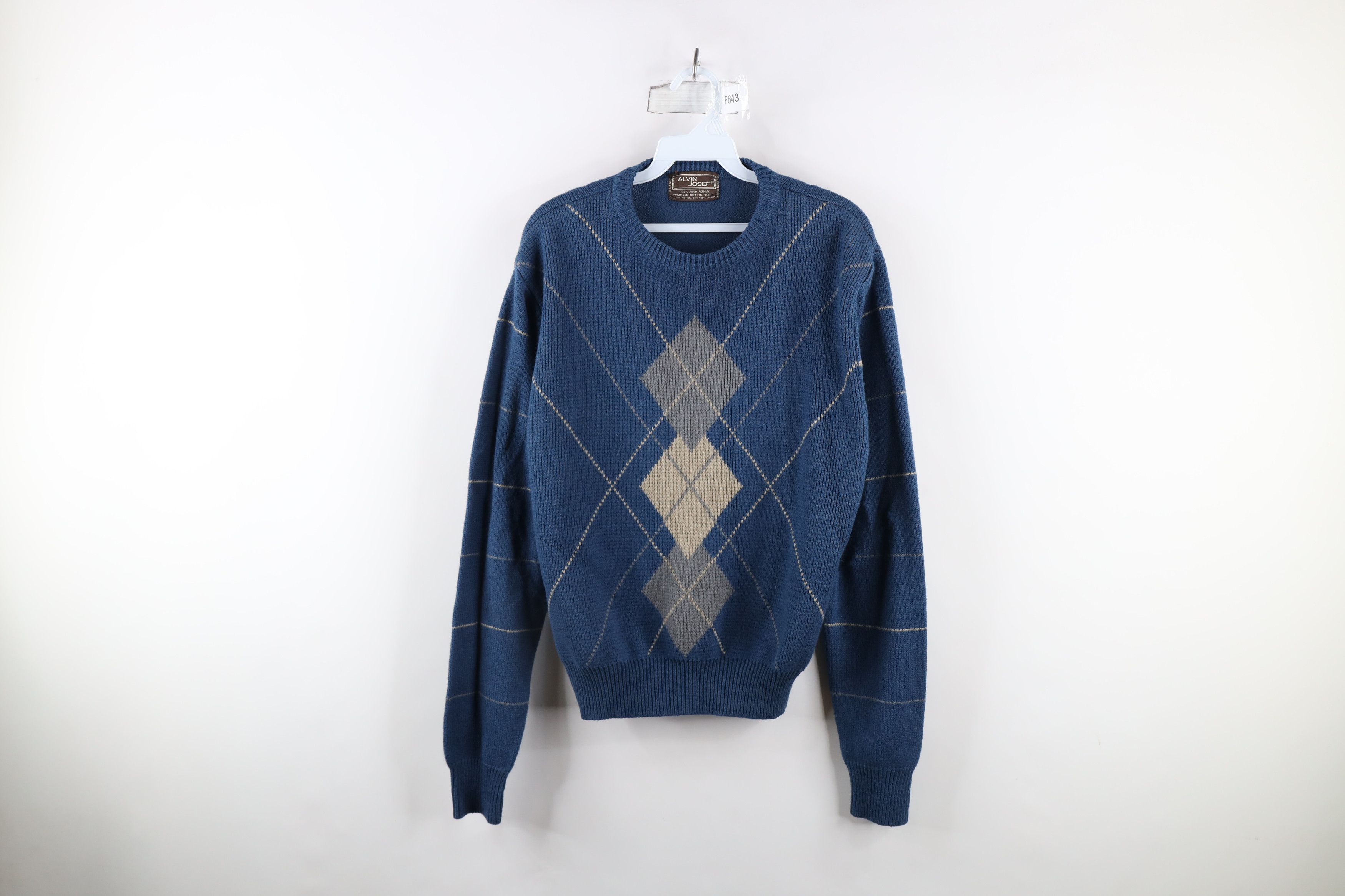 Vintage Vintage 70s Streetwear Diamond Ribbed Knit Crewneck Sweater Size US S / EU 44-46 / 1 - 1 Thumbnail