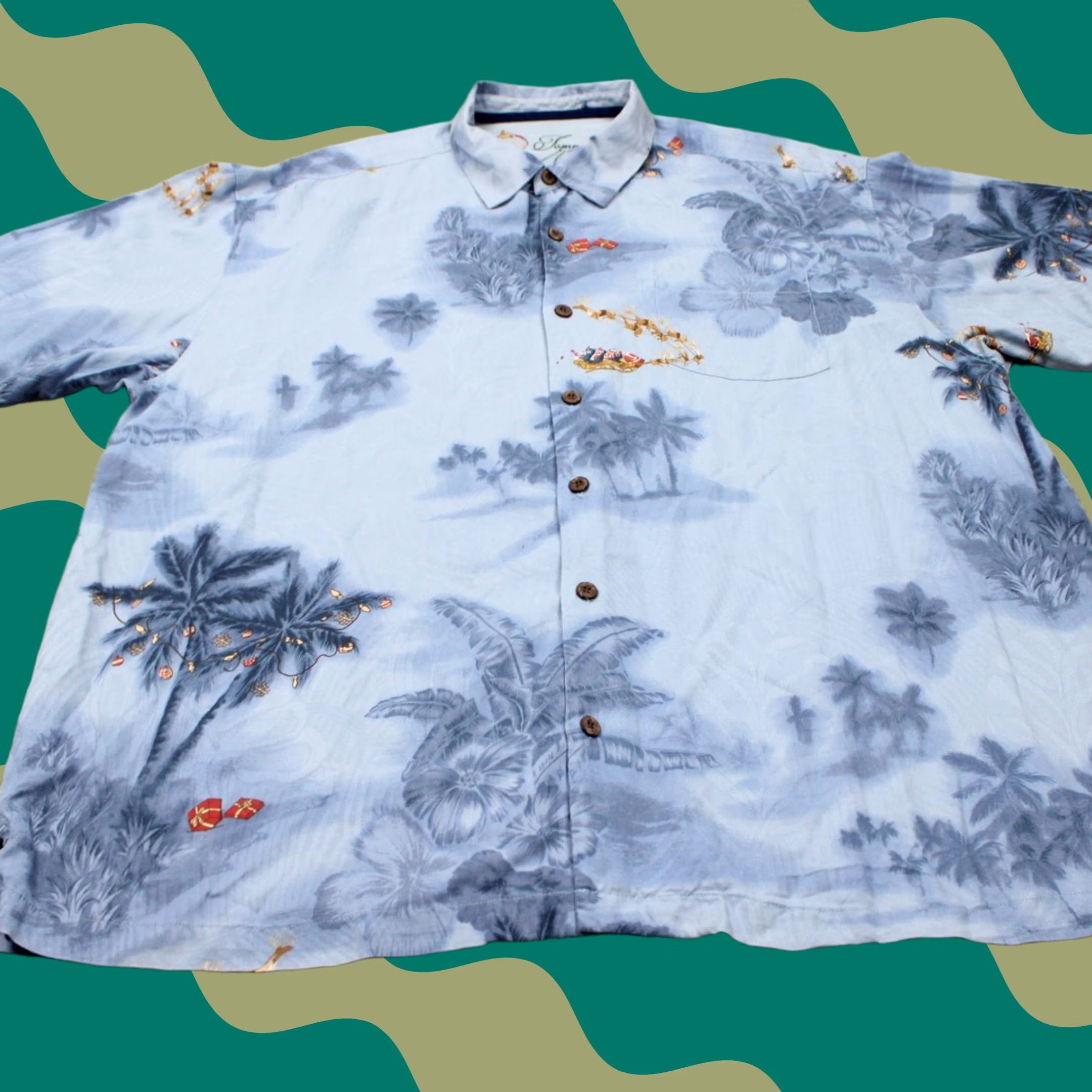 Tommy Bahama Tommy Bahama Hawaiian Shirt Mens 2XL XXL Blue Silk S/S Button Size US XXL / EU 58 / 5 - 1 Thumbnail