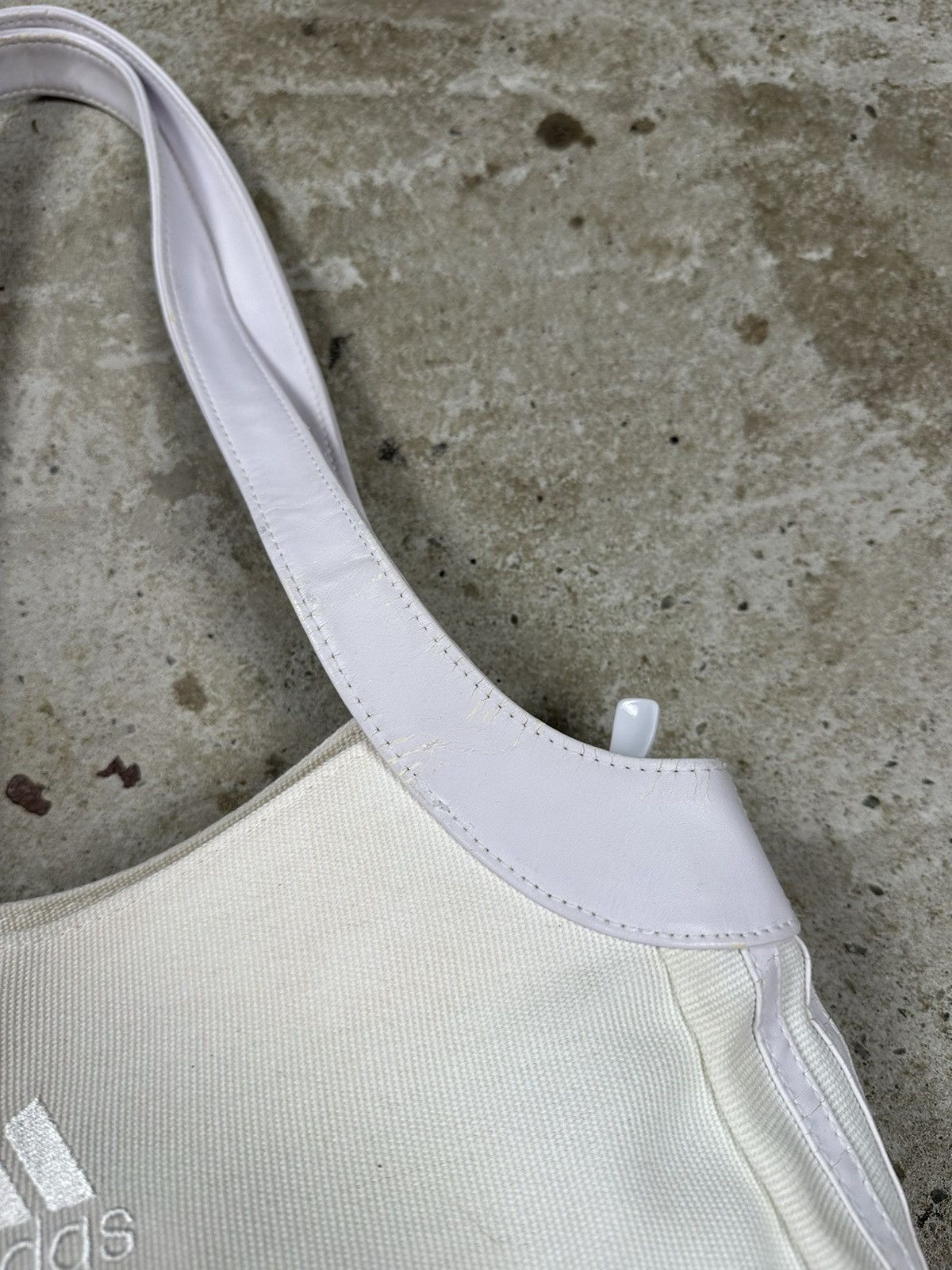 Adidas Vintage Y2K Adidas White Beige Shoulder Hand Bag 3 Stripes Size ONE SIZE - 7 Thumbnail