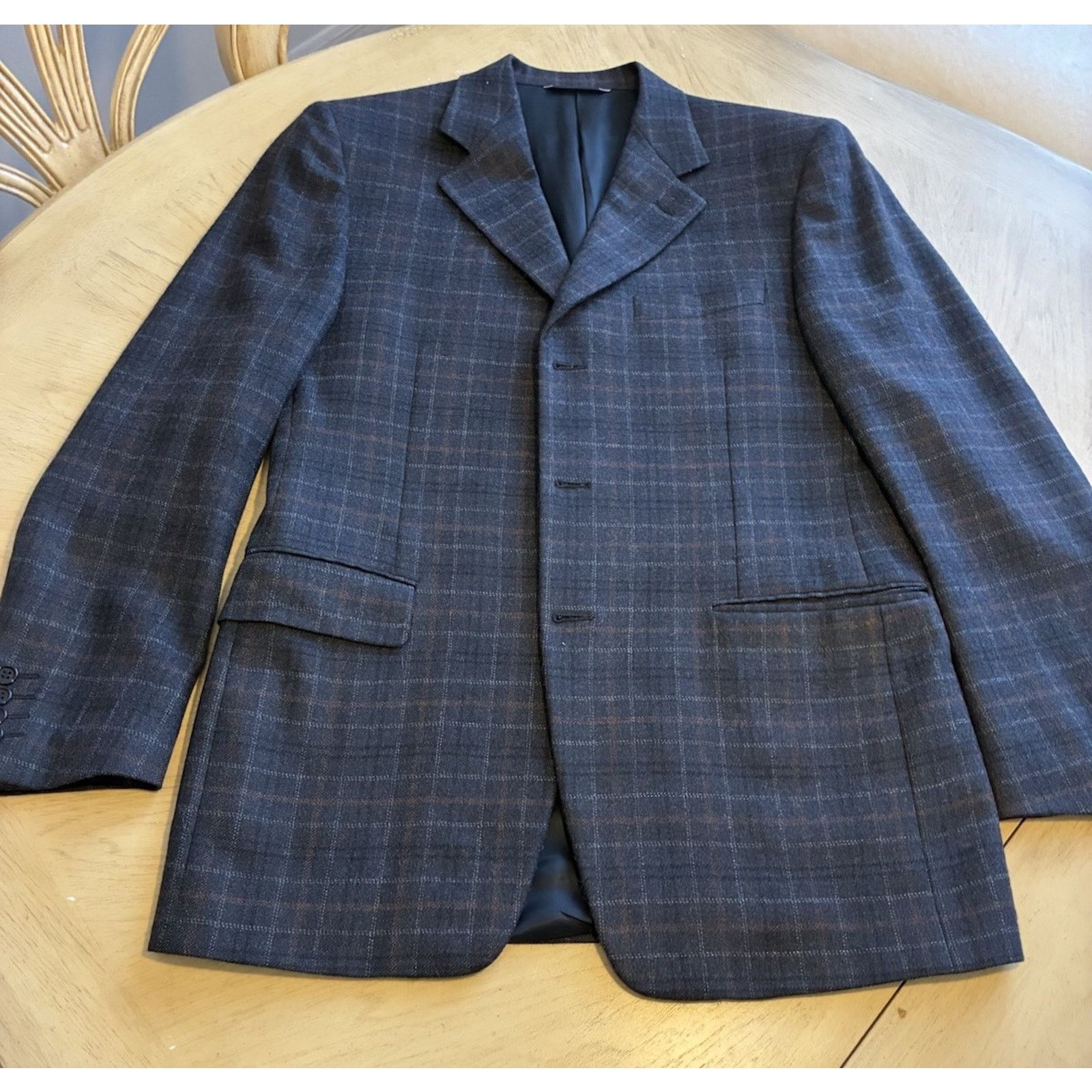 Canali CANALI Gray Plaid Check 100% Wool Blazer Sport Coat 38R S Size 38R - 17 Thumbnail