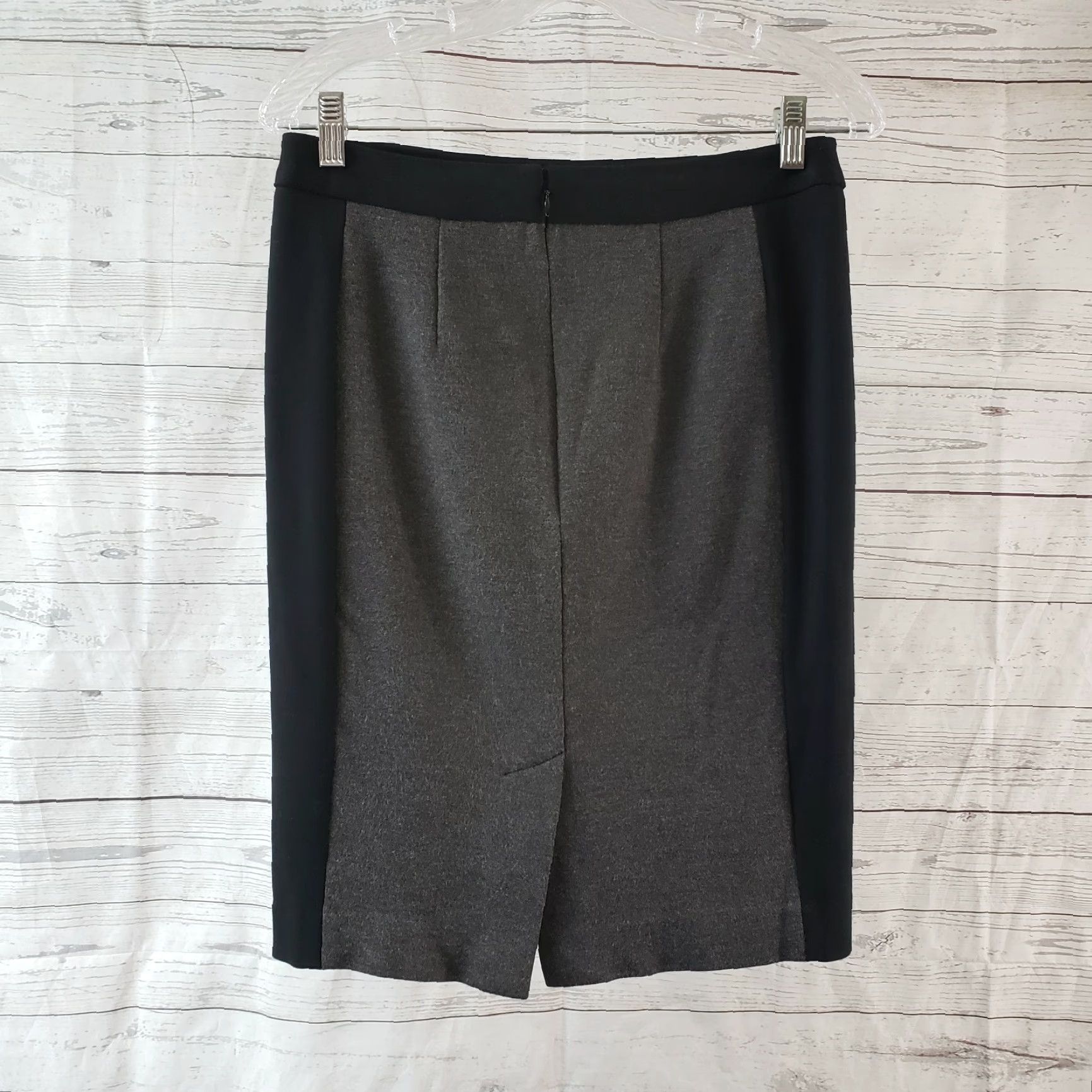 Loft VINTAGE Ann Taylor LOFT Womens Ponte Knit Pencil Skirt Sz 4 Gray Black Zips Size 27" / US 4 / IT 40 - 2 Thumbnail