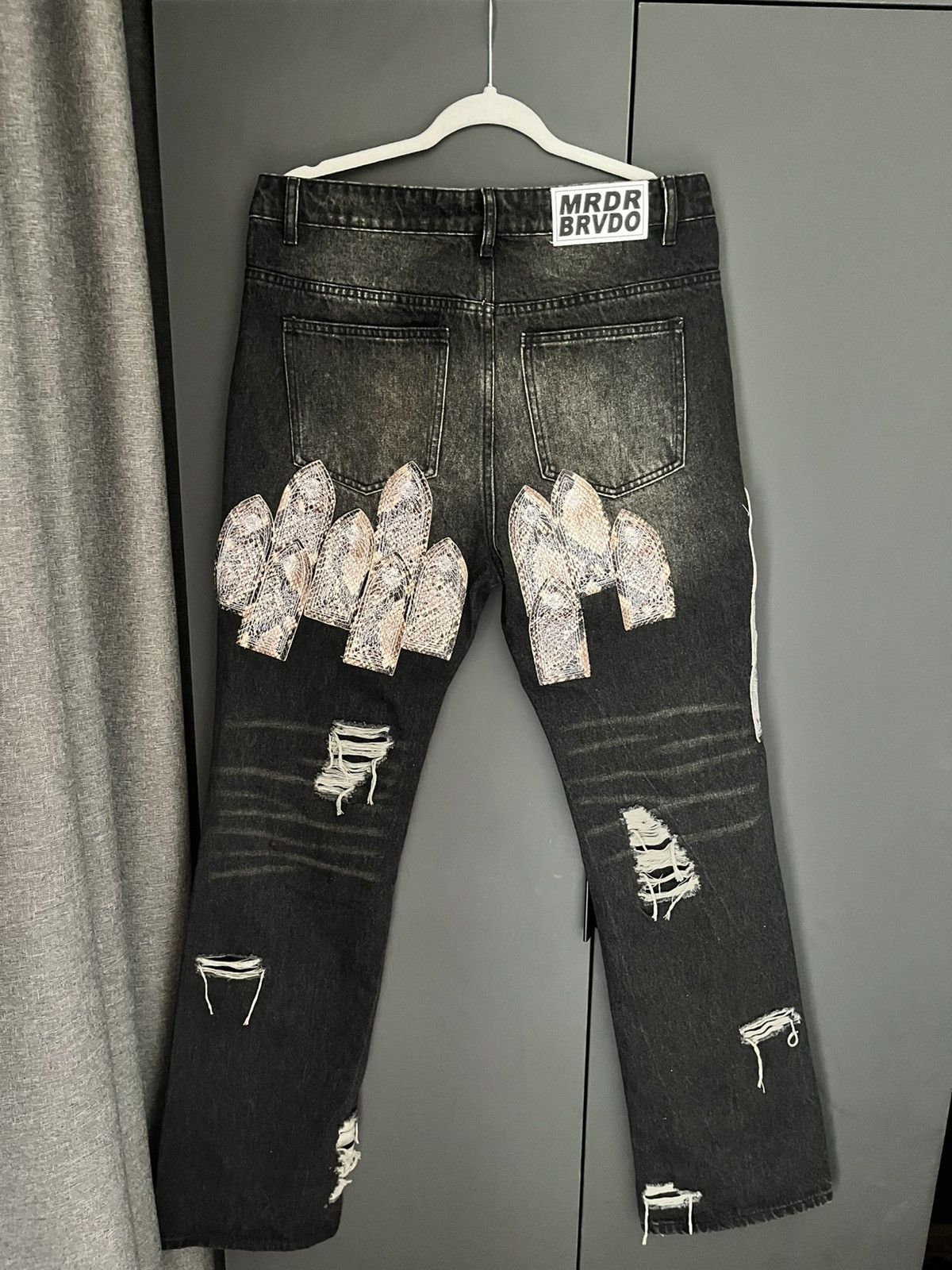 Who Decides War Who Decides War Snakeskin Patched Arch Mocha Denim Size US 32 / EU 48 - 2 Thumbnail