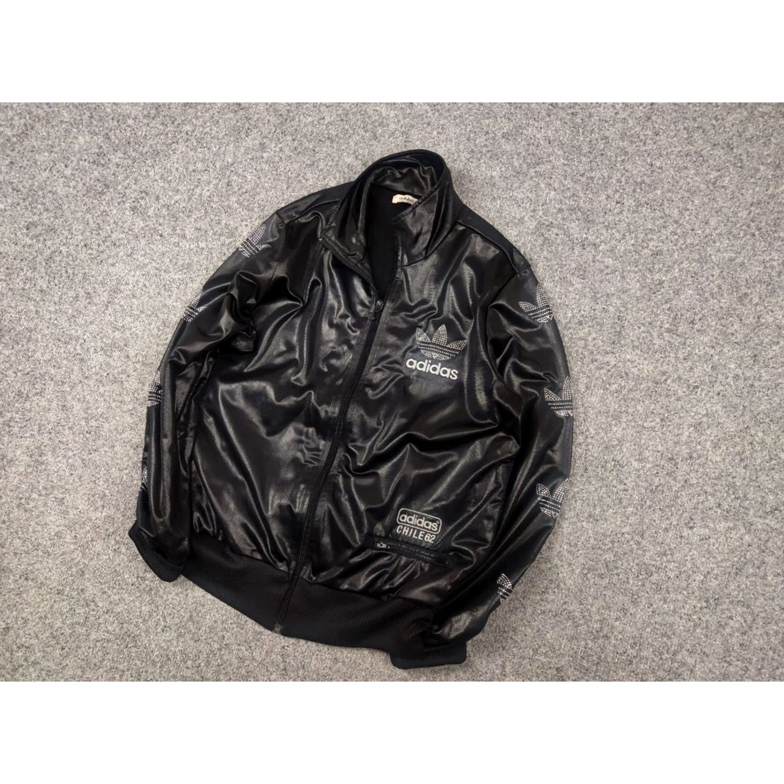 Adidas VINTAGE Adidas Originals Chile 62 Track Top Zip Jacket Black Waxed Style Women M Black 90s Track Top Logo Size M / US 6-8 / IT 42-44 - 6 Thumbnail