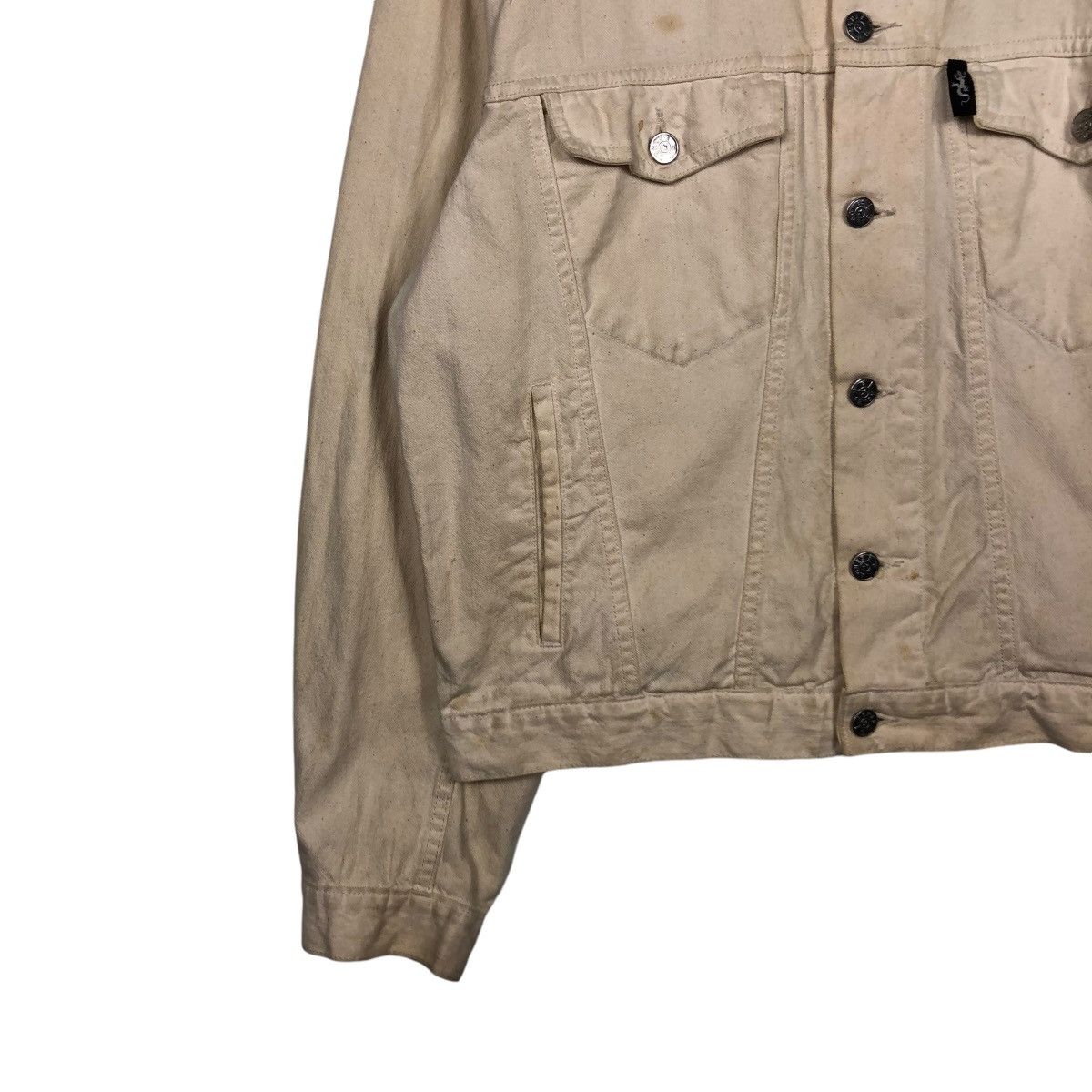 agnes b. 🔥VINTAGE CROPPED DENIM BIKER JACKET AGNES B. MADE IN FRANCE Size US M / EU 48-50 / 2 - 8 Thumbnail