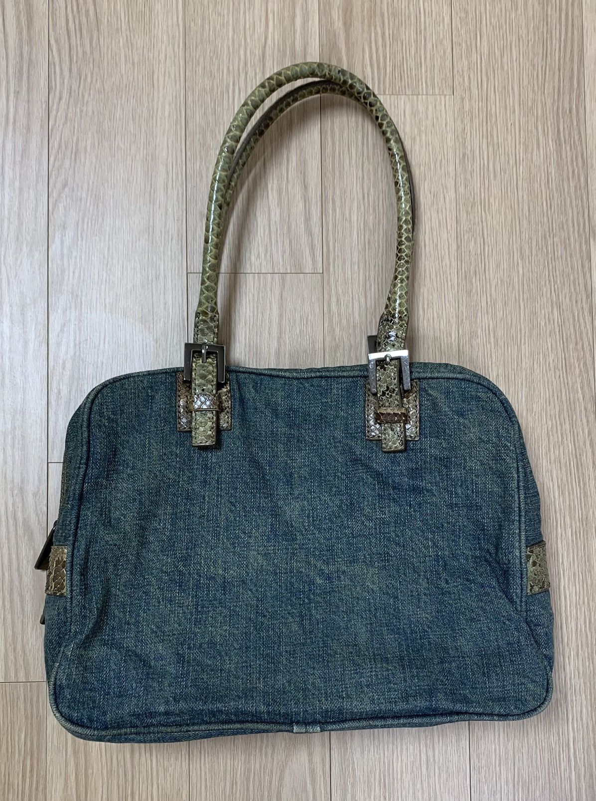 Fendi Fendi Military Blue Denim Mini Bag with Python Handles Size ONE SIZE - 1 Thumbnail
