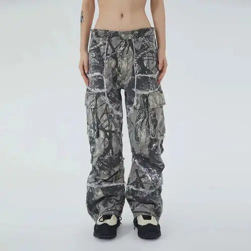 Japanese Brand × Vintage Retro hip-hop raw edge multi-pocket cargo jeans Size US 32 / EU 48 - 1 Thumbnail