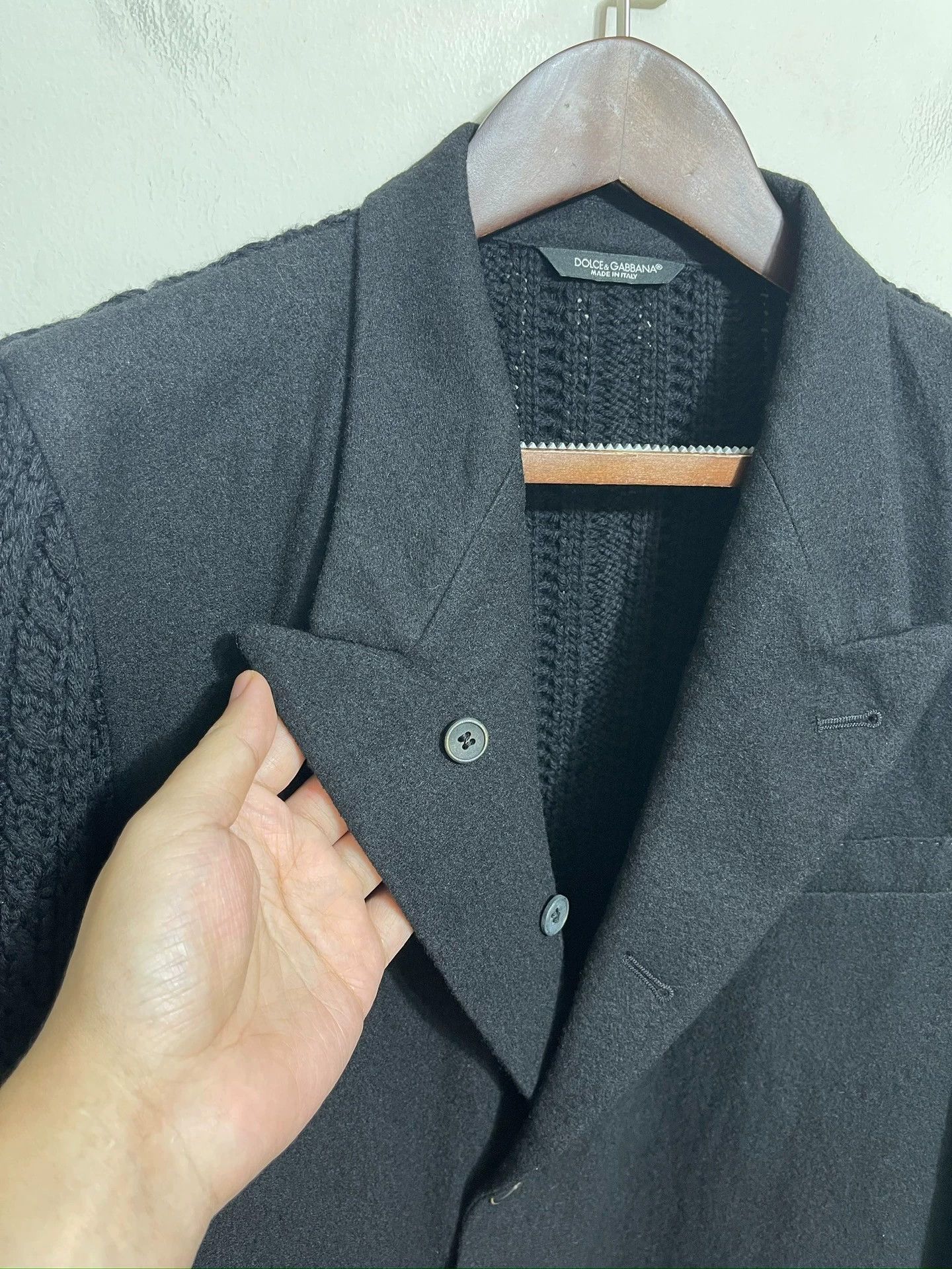 Dolce & Gabbana DG Knit Paneled Slim Fit Wool-Cotton Jacket Size US L / EU 52-54 / 3 - 3 Thumbnail