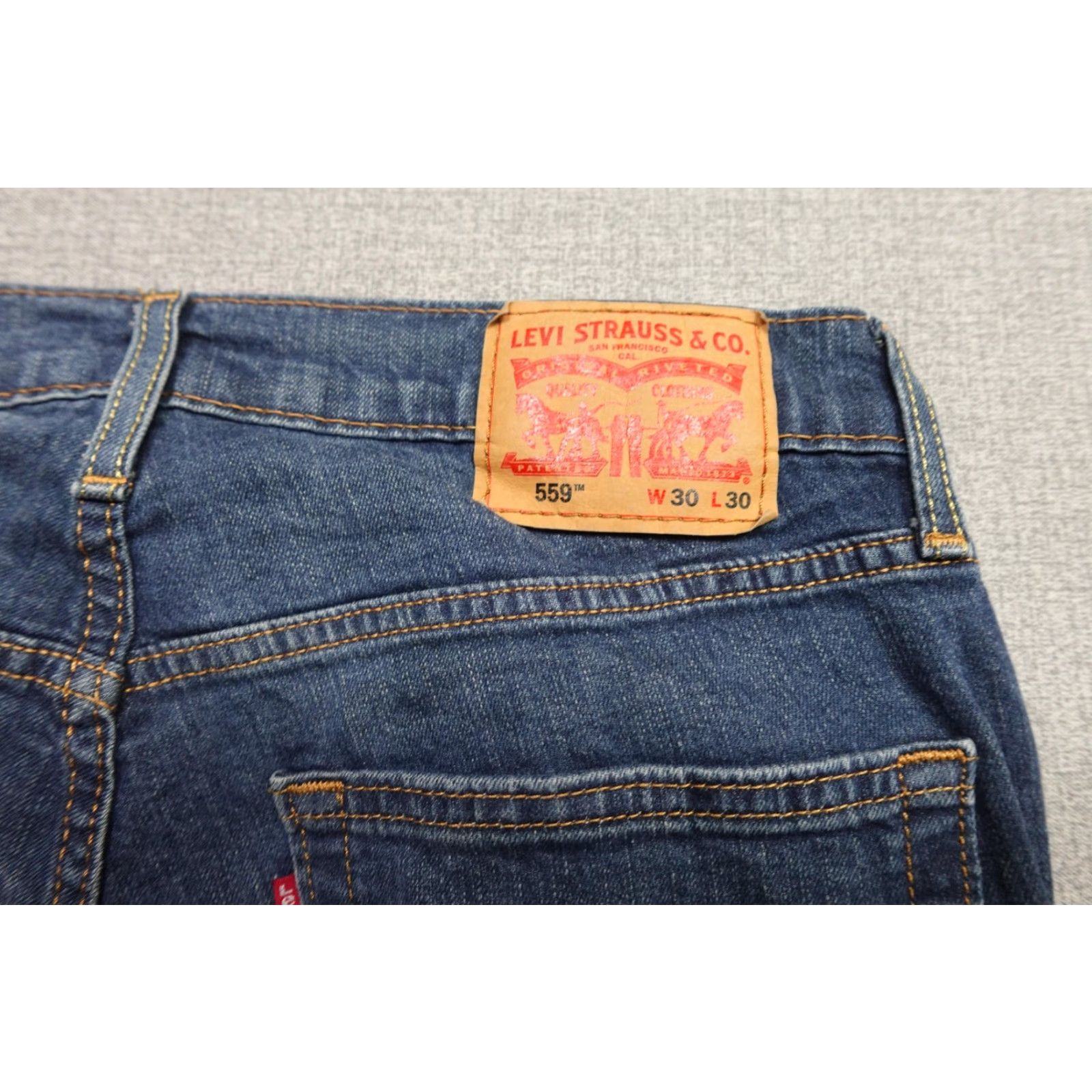 Levi's Levi's 559 Relaxed Straight Jeans Mens 30x30 Blue Medium Wash Denim Stretch Size US 30 / EU 46 - 2 Thumbnail