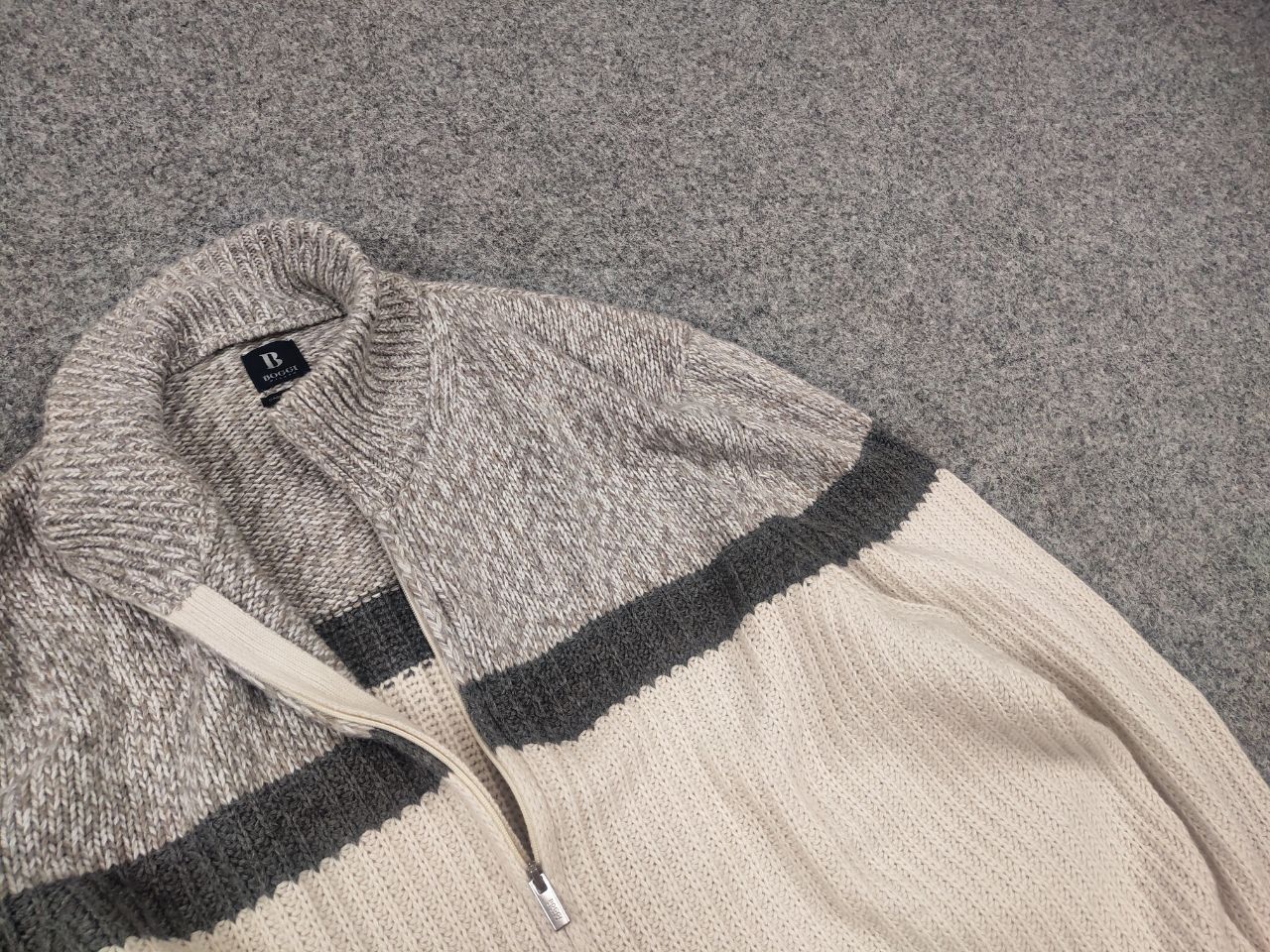 Boggi Boggi Milano Italy cashmere blend Full Zip Knit Beige Jumper Size US L / EU 52-54 / 3 - 8 Thumbnail