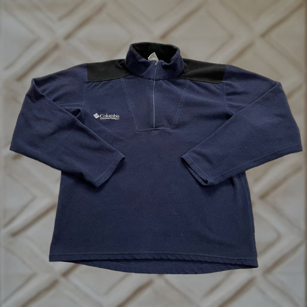 Vintage Columbia Sweatshirt Mens Small Fleece Blue Black Mock 1/4 Zip Sweatshirt Shirt Regular Length Long Sleeve Pullover 1/4 Zip Logo Embroidered Size US S / EU 44-46 / 1 - 1 Thumbnail