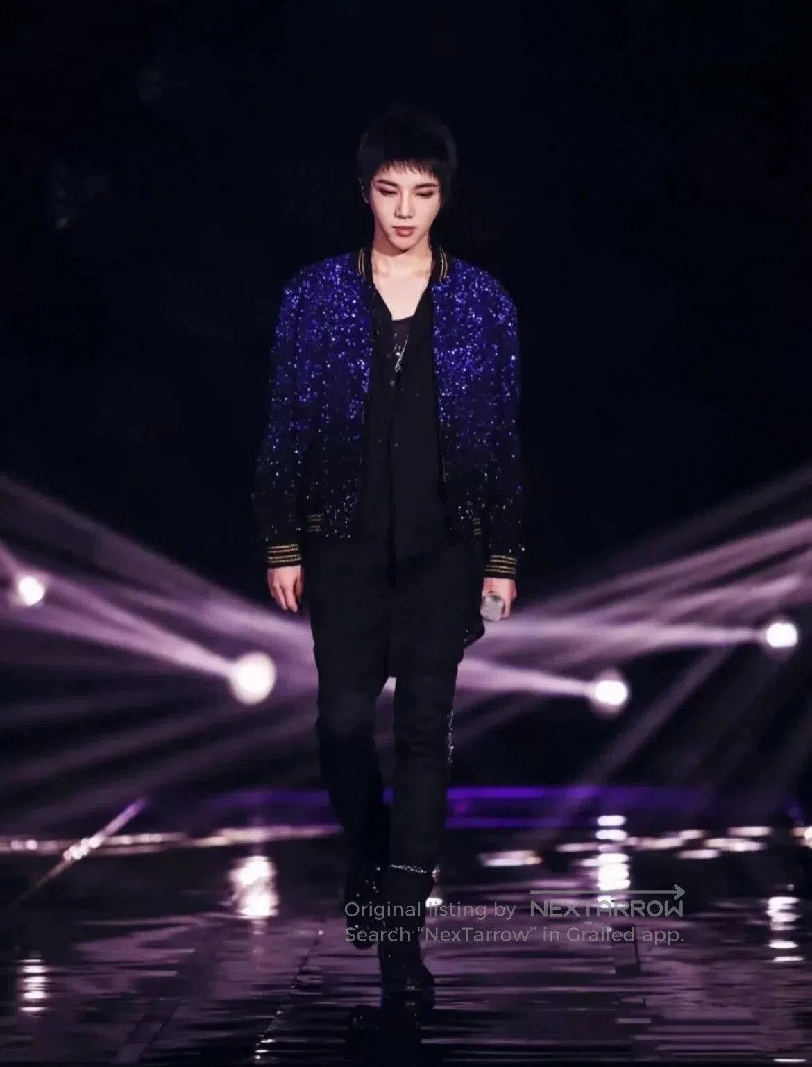 Saint Laurent Paris Saint Laurent Black Blue Gradient Jacket. Size US M / EU 48-50 / 2 - 9 Thumbnail