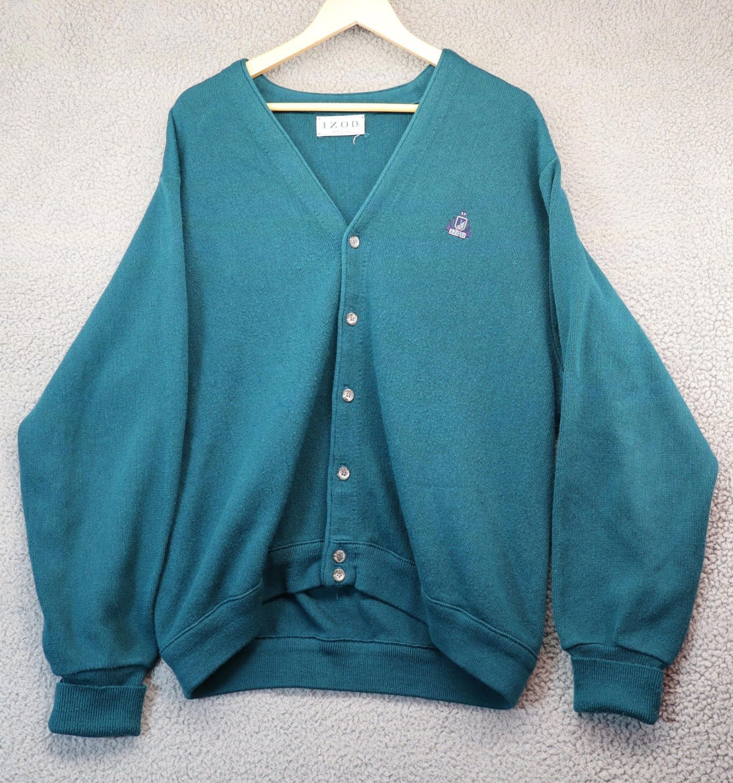 Izod Vtg Izod Cardigan Sweater USA Men XL Preppy Norm Gpa 80s 90s Size US XL / EU 56 / 4 - 1 Thumbnail