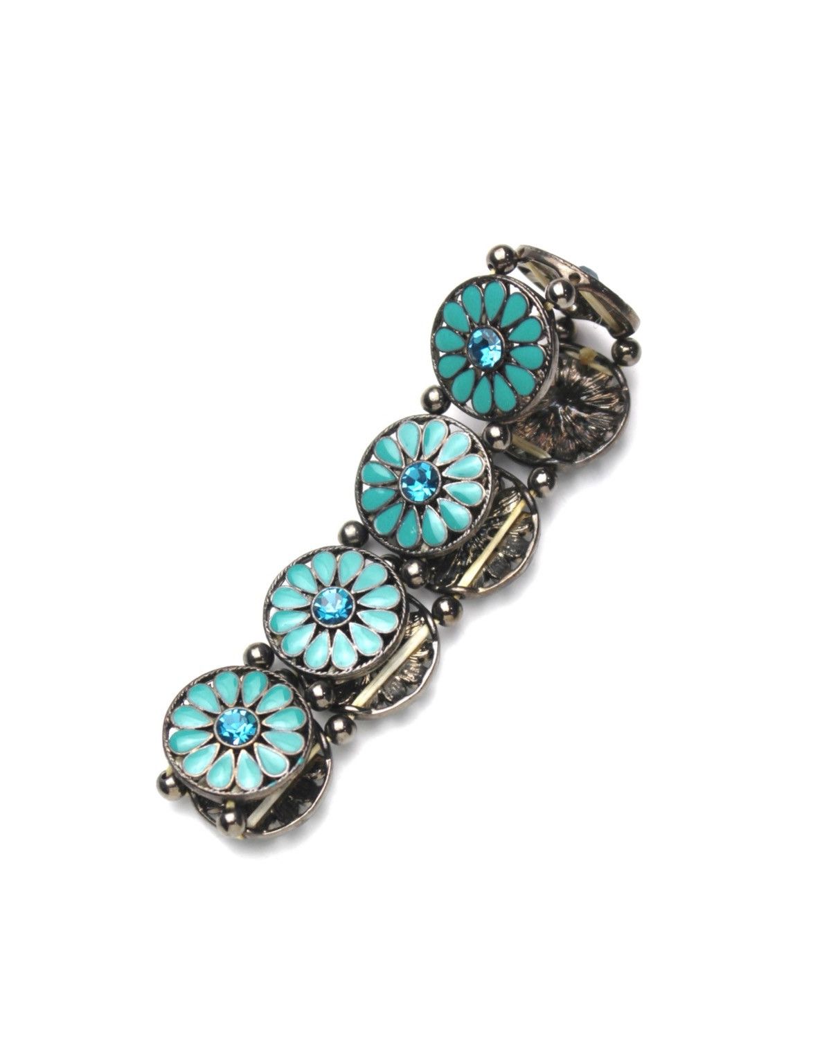 Vintage 2000S JAPANESE MADE TURQUOISE BLOOM ELASTIC CORD BRACELET Size ONE SIZE - 3 Thumbnail