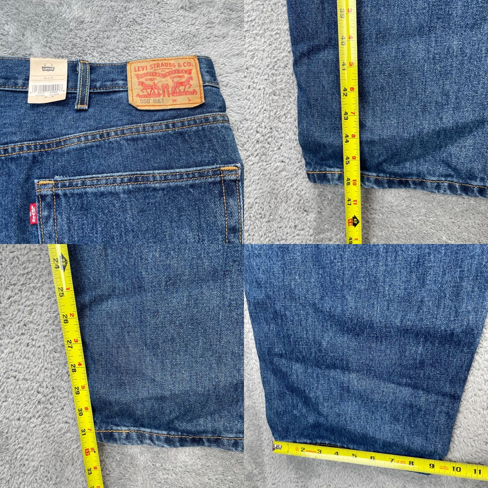 Levi's Levi's 550 Jeans Mens 46x32 Tall Blue Straight Leg Cotton Denim Logo Relaxed Fit Jeans Size US 44 / EU 60 - 8 Thumbnail