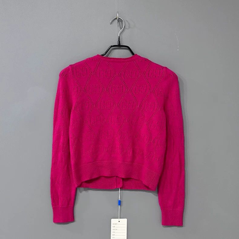 Gucci Gucci Pink hollow-out full-print cardigan sweater Size US S / EU 44-46 / 1 - 3 Thumbnail