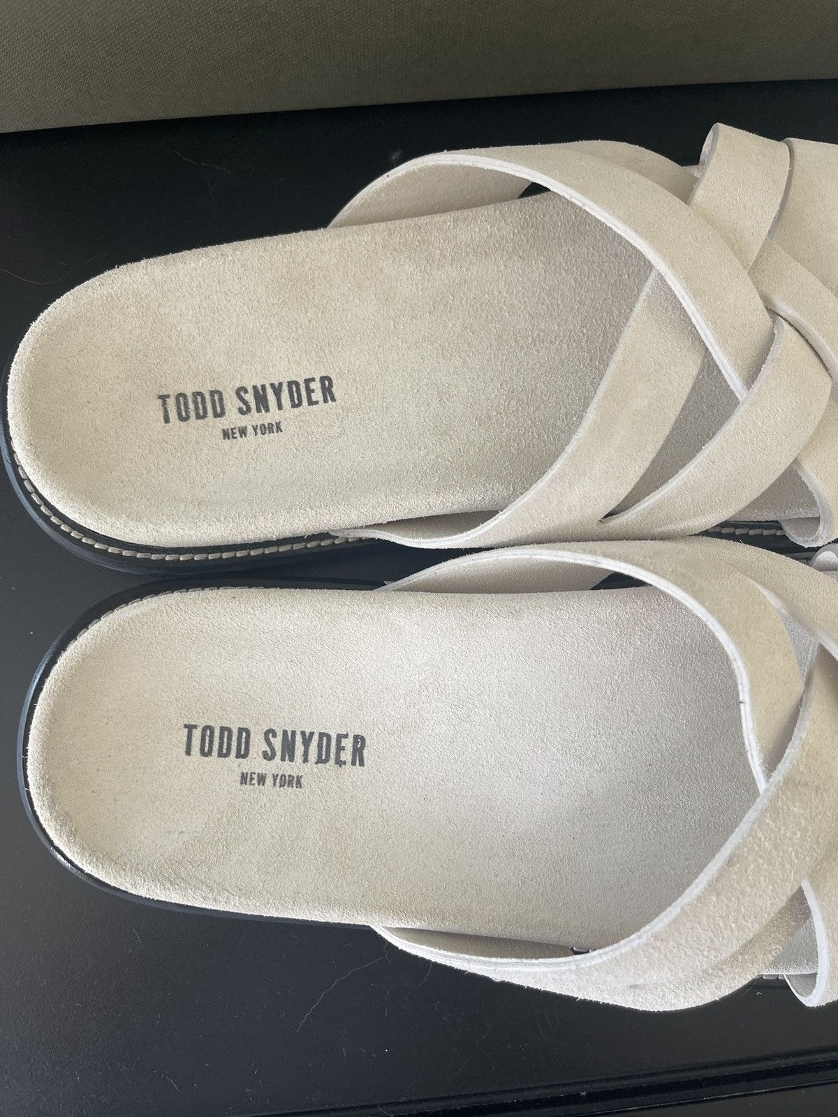 Todd Snyder Todd Snyder Cream Suede Multi Cross Sandals Size US 13 / EU 46 - 3 Thumbnail