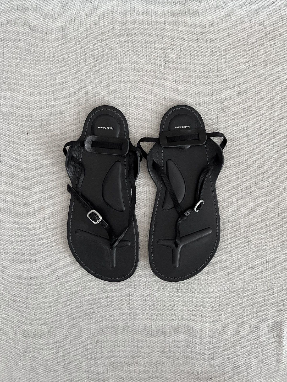 Hender Scheme Devise Strap Black Leather Sandals Size US 8.5 / EU 41-42 - 3 Thumbnail
