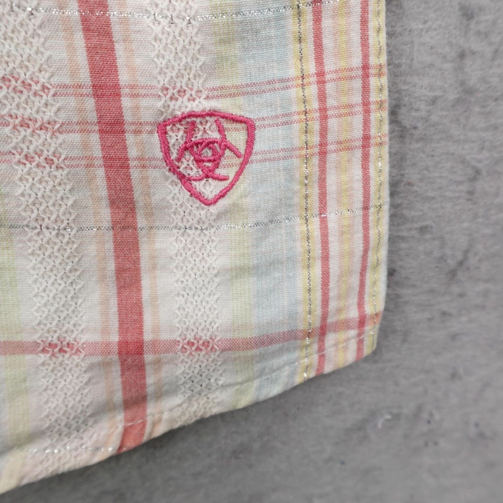 Ariat Ariat Shirt Womens XXL Pink Blue White Plaid Western Pearl Snap Metallic Rodeo Size XXL / US 16-18 / IT 52-54 - 4 Thumbnail