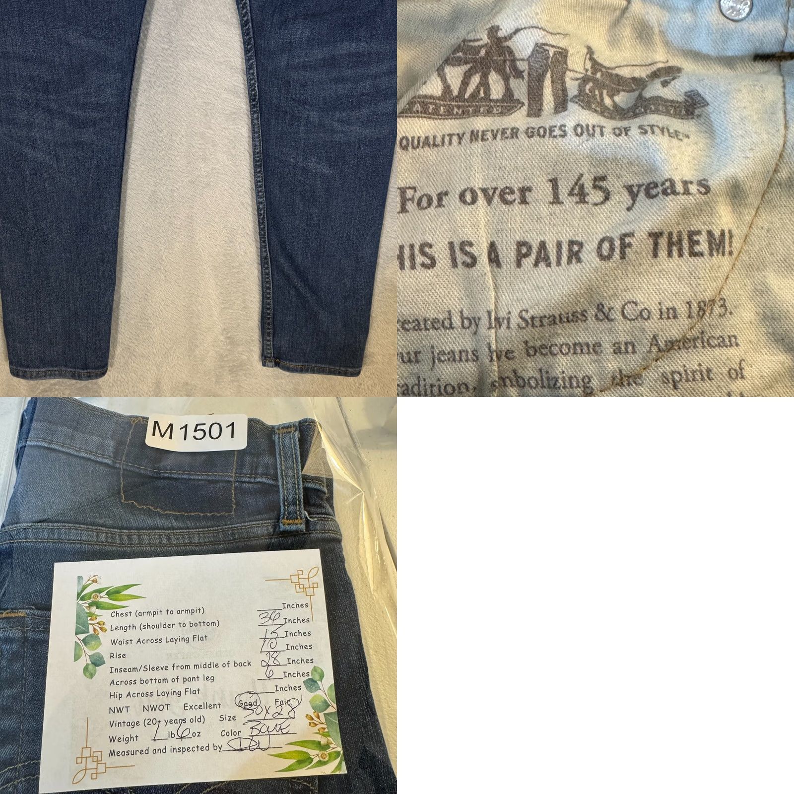 Levi's Levi’s 502 Jeans Men’s 30x28 Blue Denim Stretch Mid-Rise Straight Leg Size US 30 / EU 46 - 8 Thumbnail
