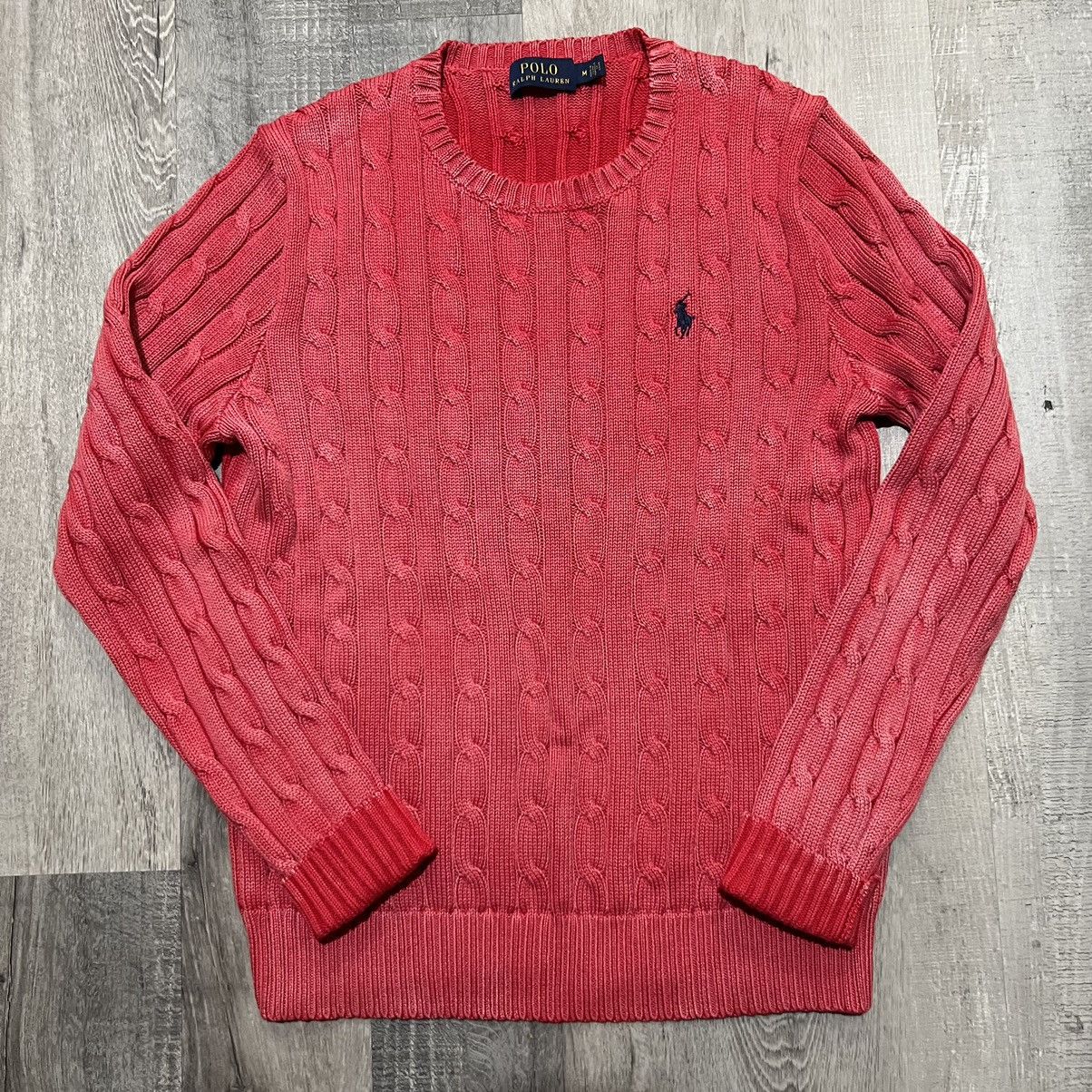 Polo Ralph Lauren Polo Ralph Lauren Faded Pink Cable Knit Pull Over Sweater Size M / US 6-8 / IT 42-44 - 1 Thumbnail