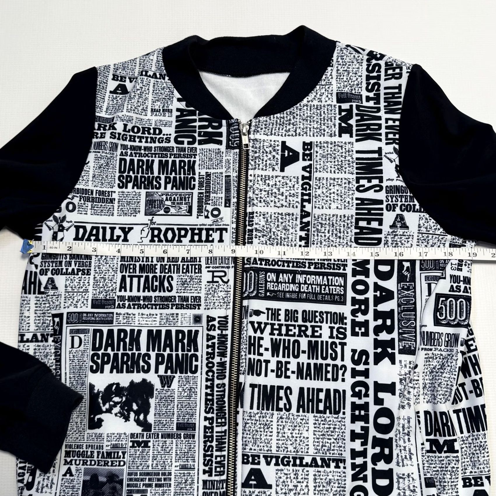 BlackMilk VINTAGE BlackMilk Jacket Womens S Black White Harry Potter Daily Prophet Zip Bomber Size S / US 4 / IT 40 - 6 Thumbnail